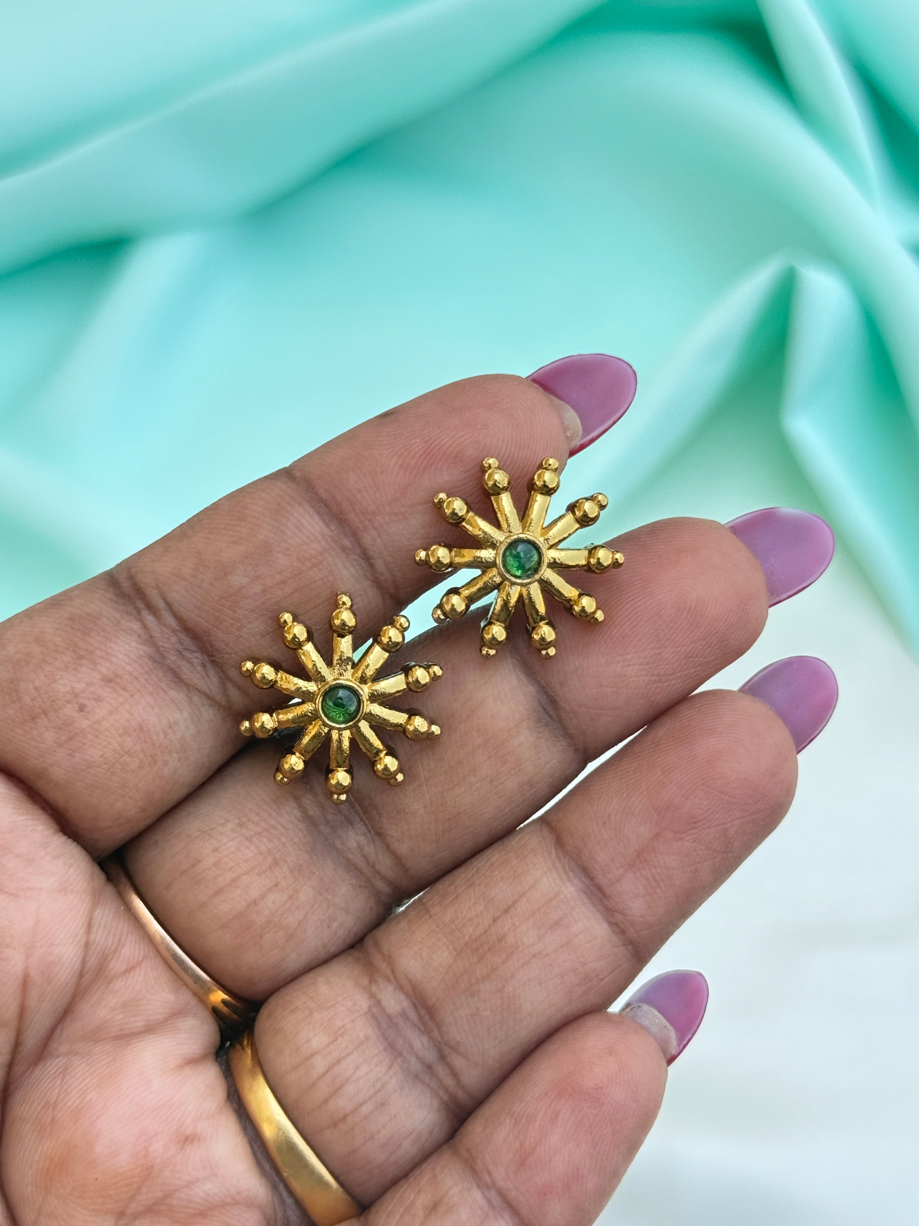 St036 flower studs with back screw earrings