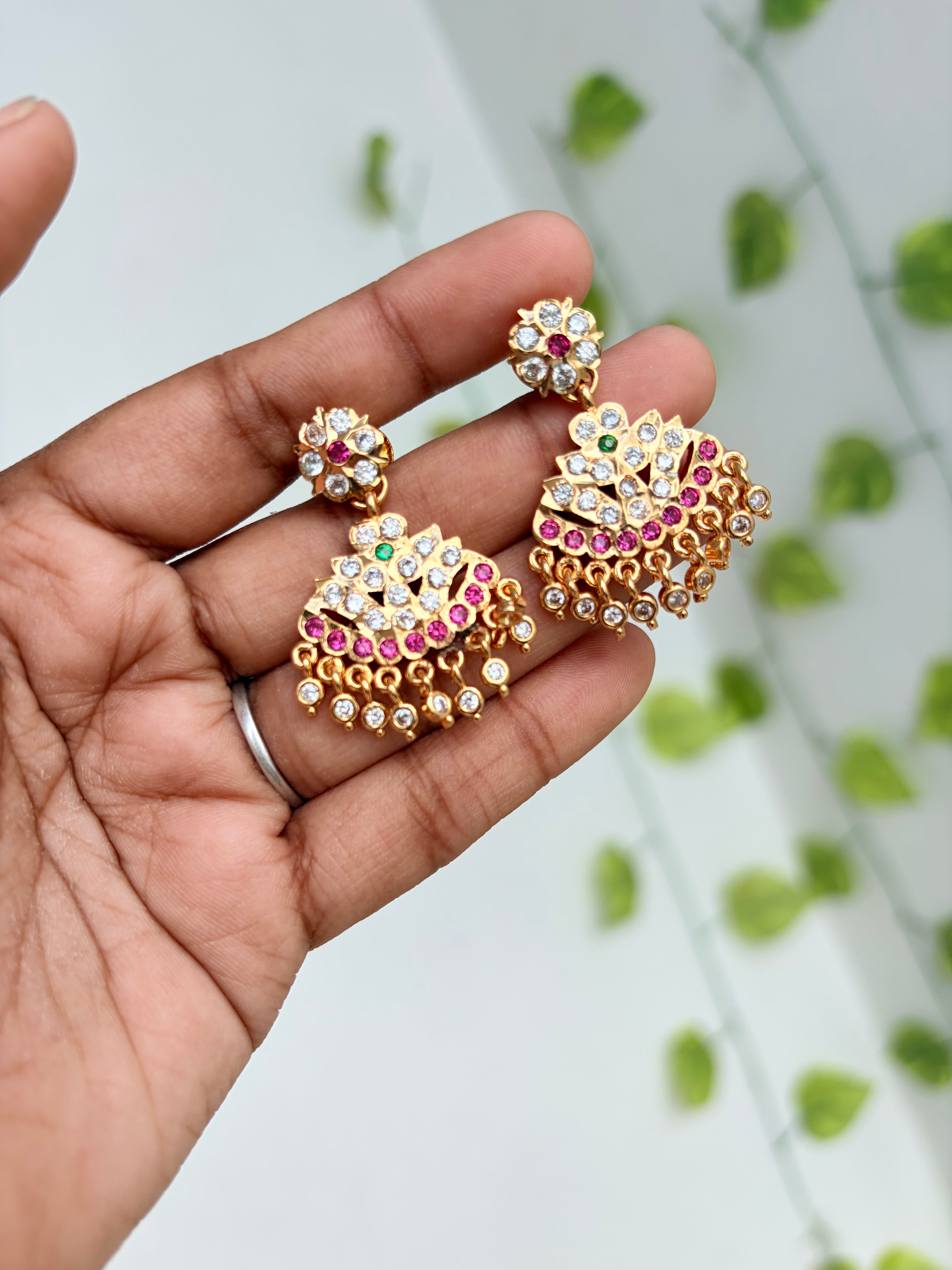 Ph641 Panchaloham Multi Chandbali back crew earrings ph641