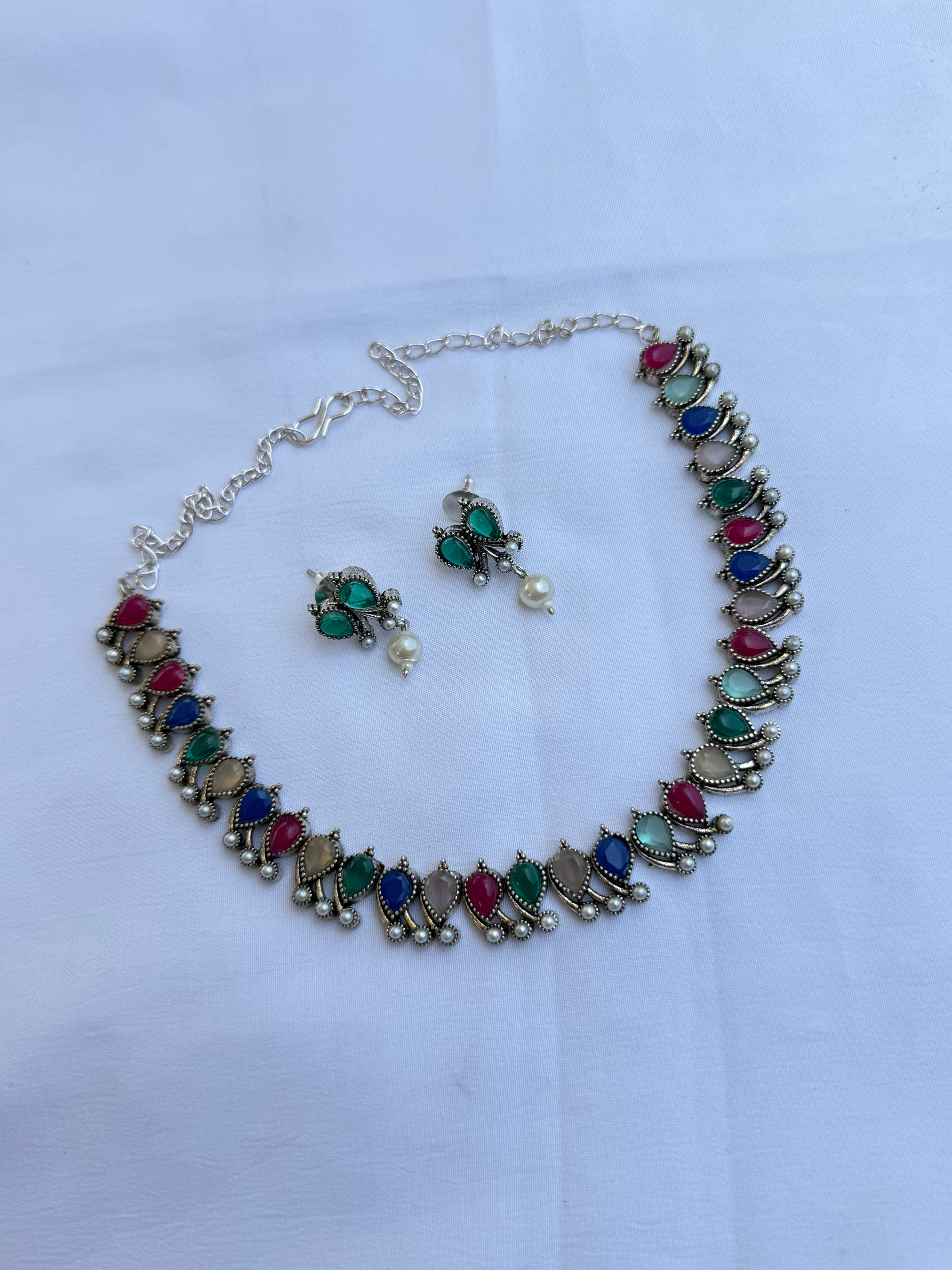 Ox105 drop multi Oxidised neckset