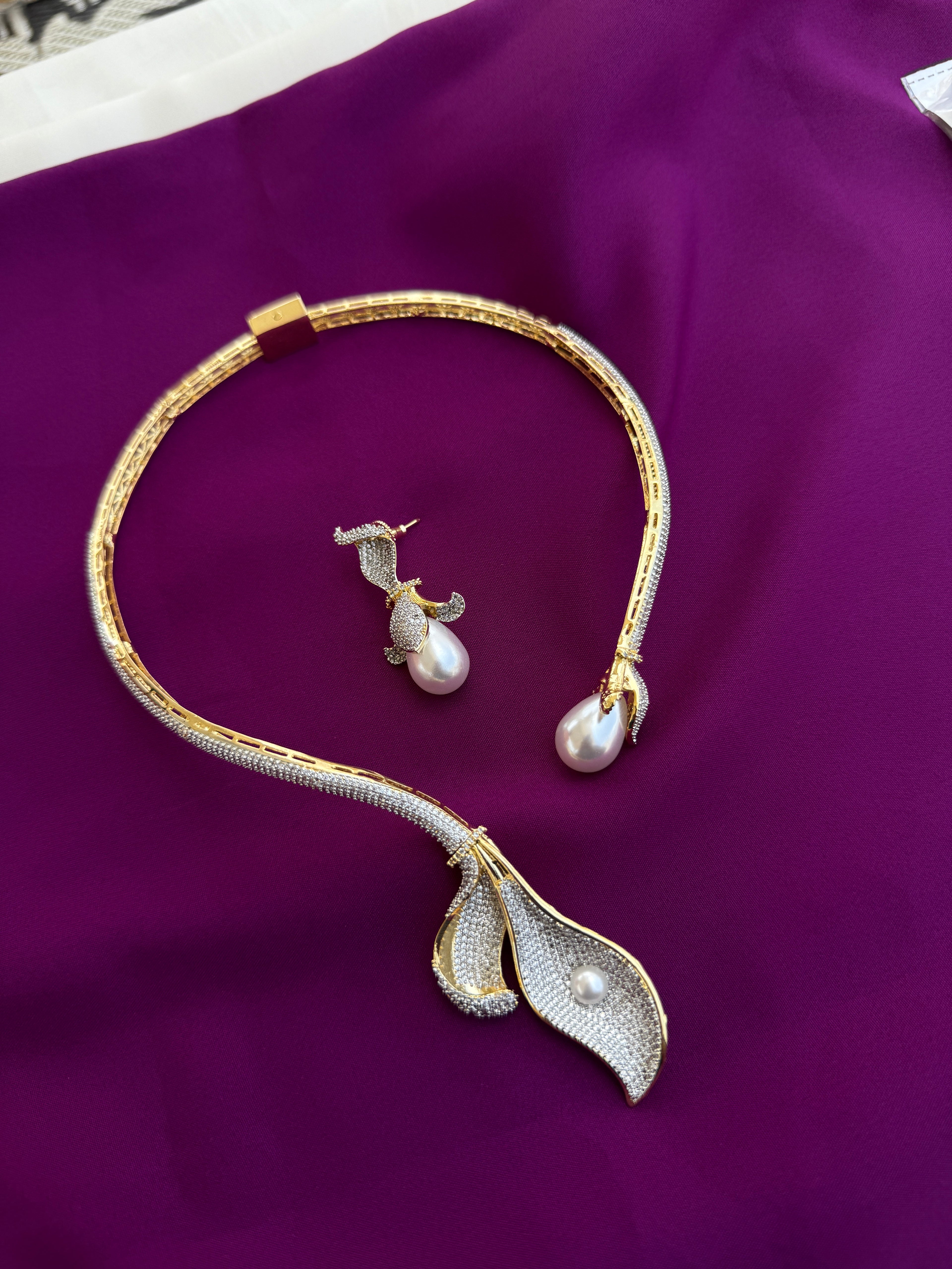 Unique Ivory Drop Luxury kante Neckset with earrings ns268