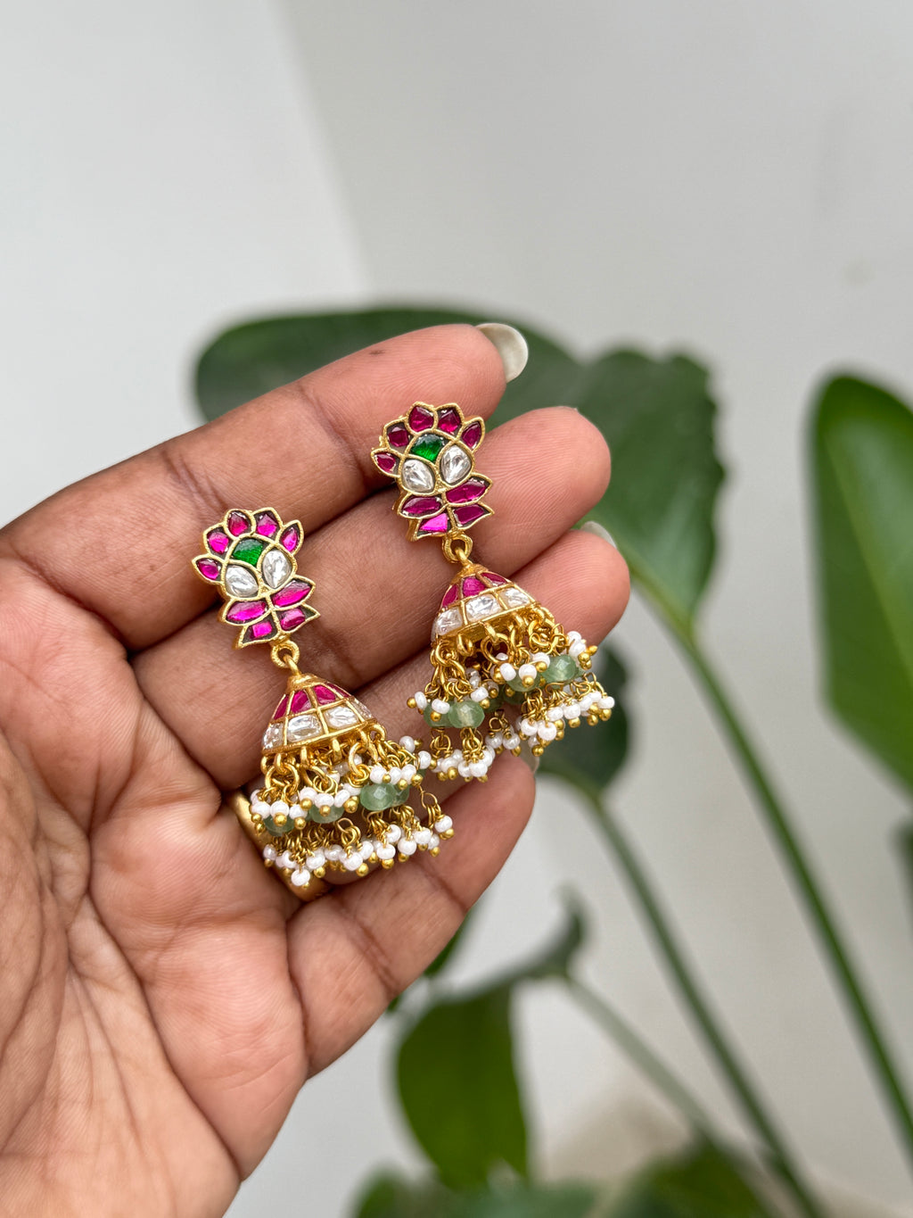 Er128 jadau Kundan butta Earrings