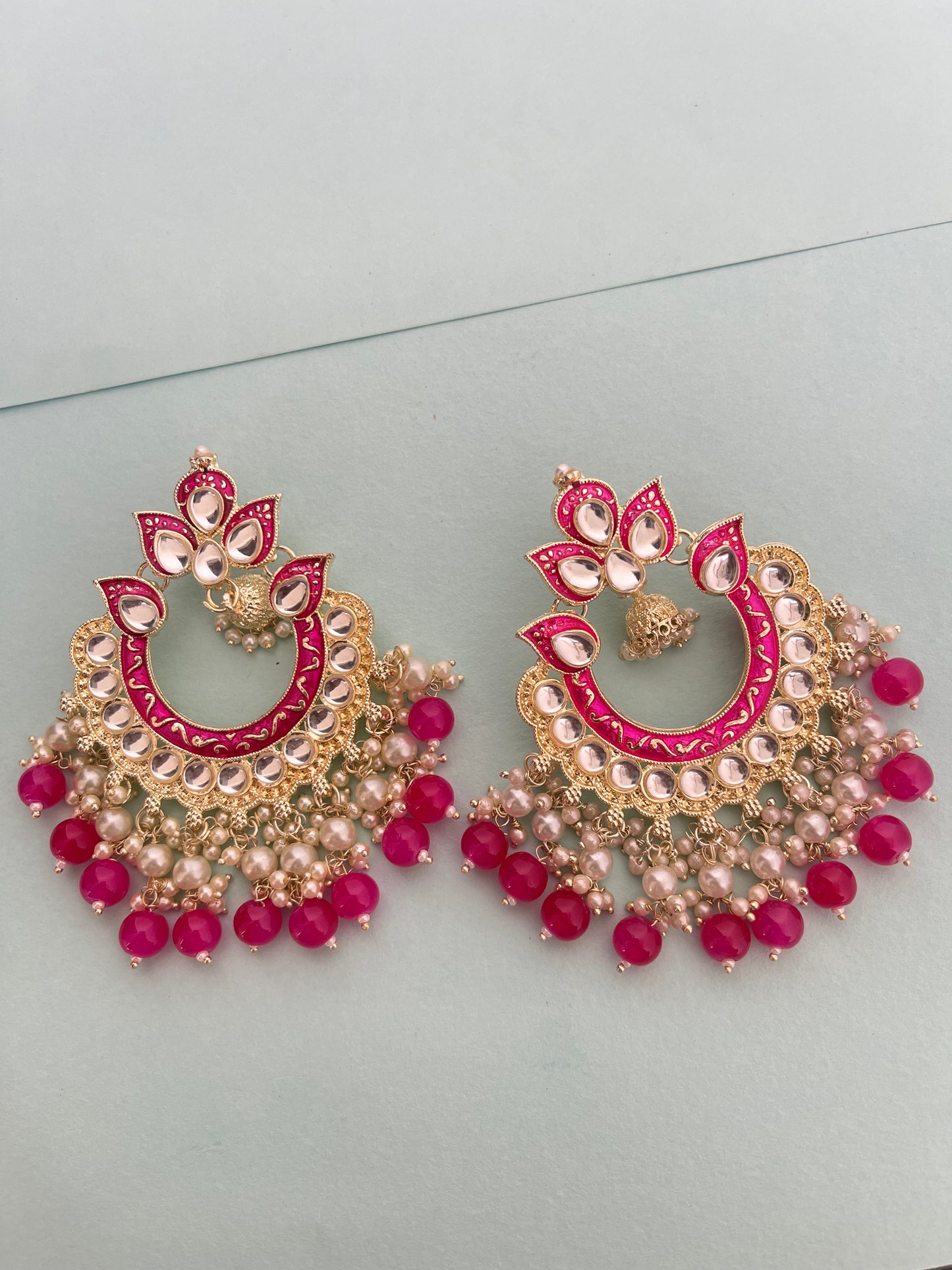 Big chandbali beads earrings