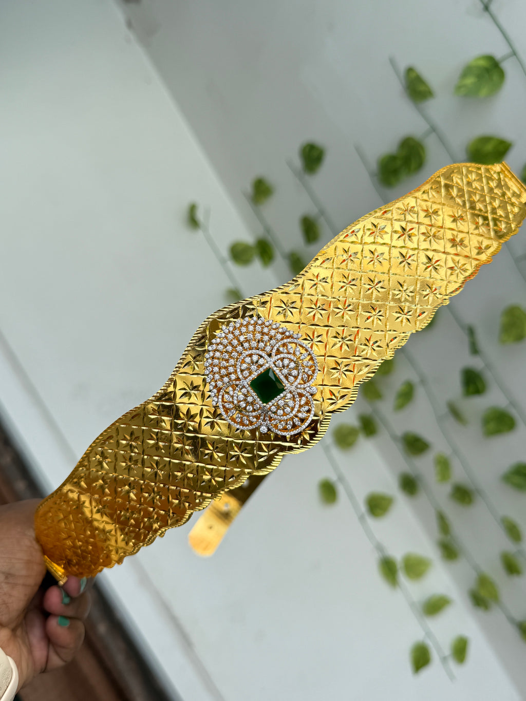 Hb708 diamond replica green stone textured adults hipbelt
