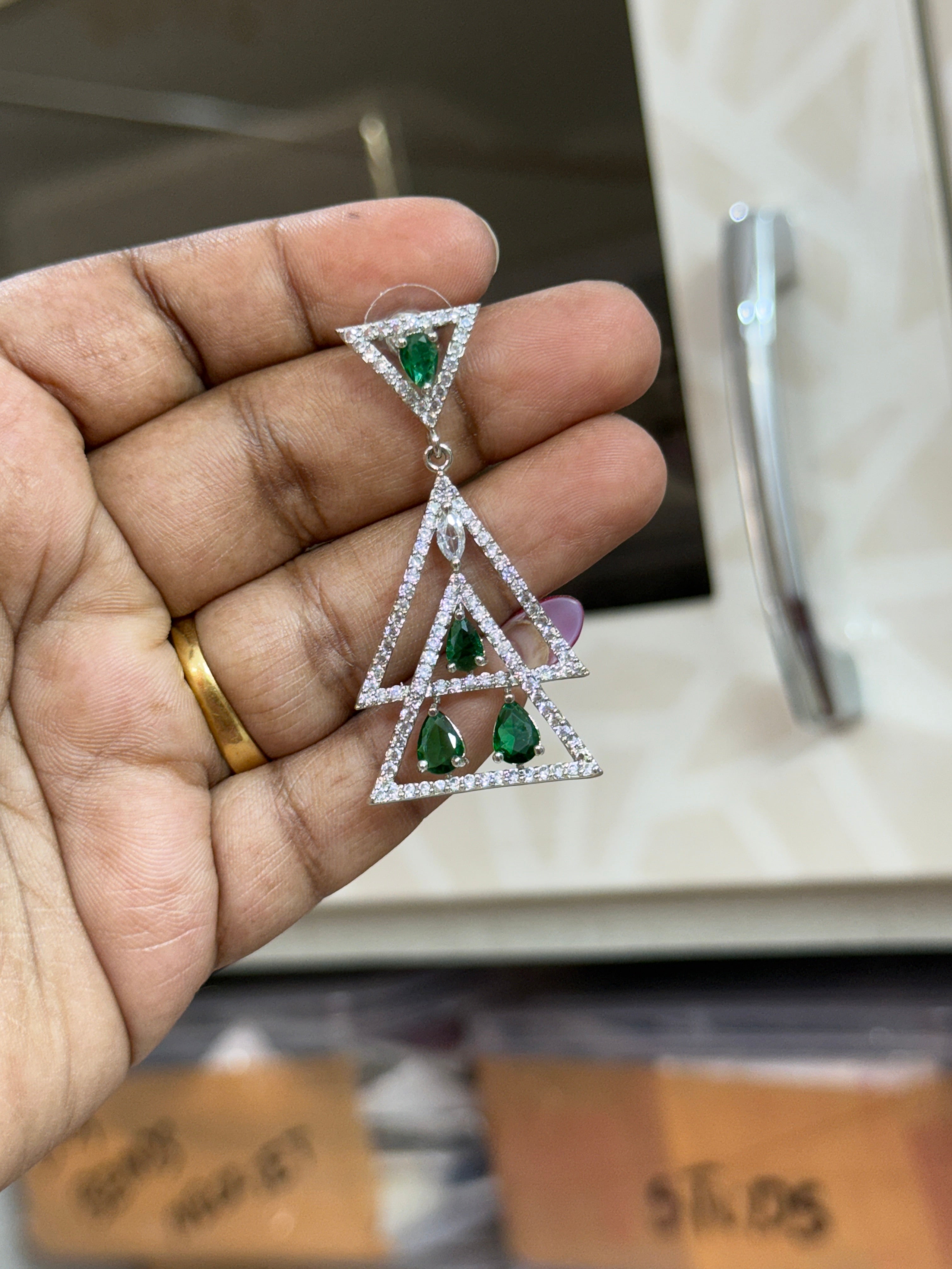 Sen14 double triangle western earrings