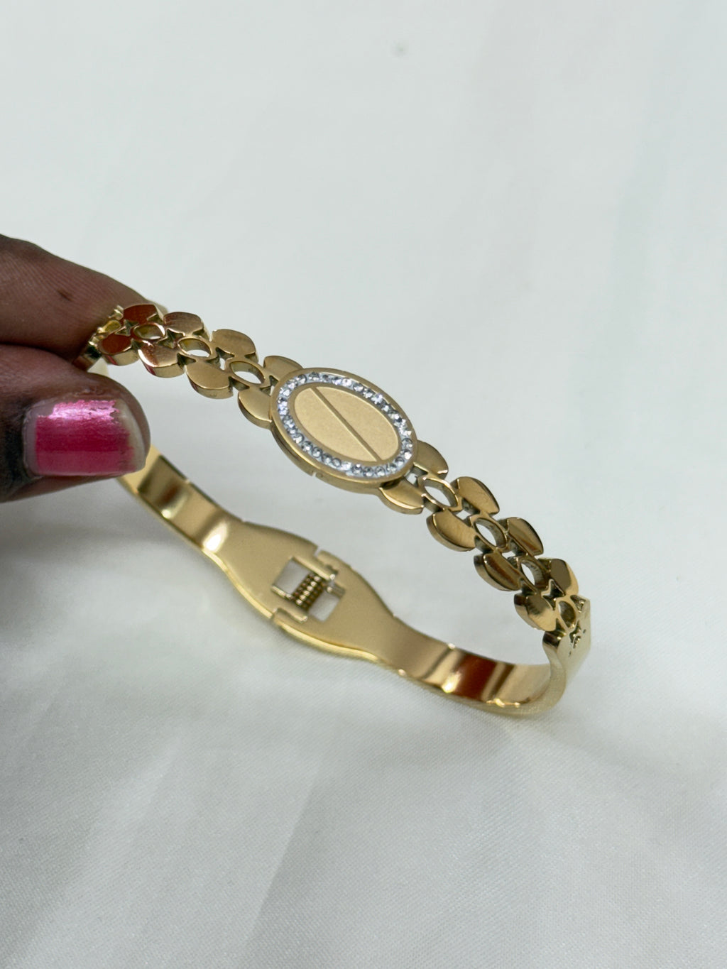 Ab042 plain gold openable anti tarnish bracelet