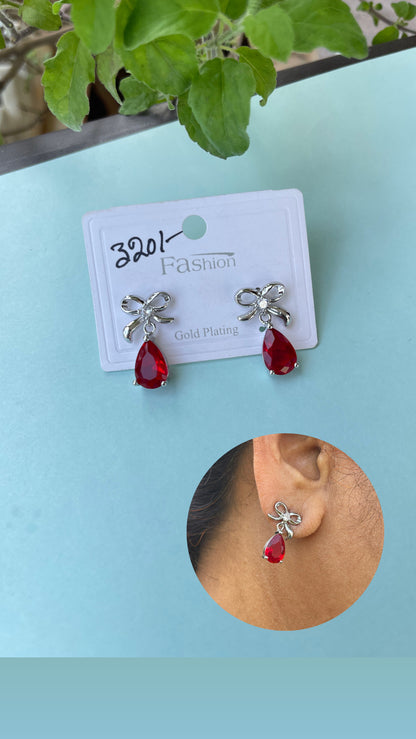 Silver Bow stone pearl hanging in 4 colors