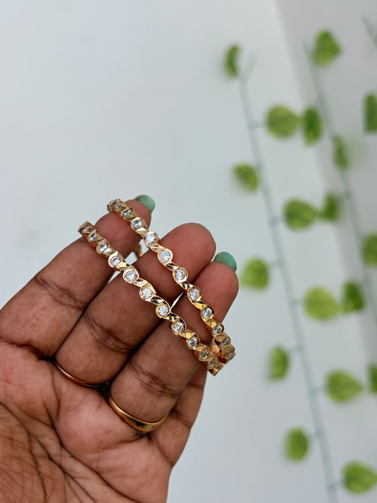 Unique panchaloham white stone bangles ph625