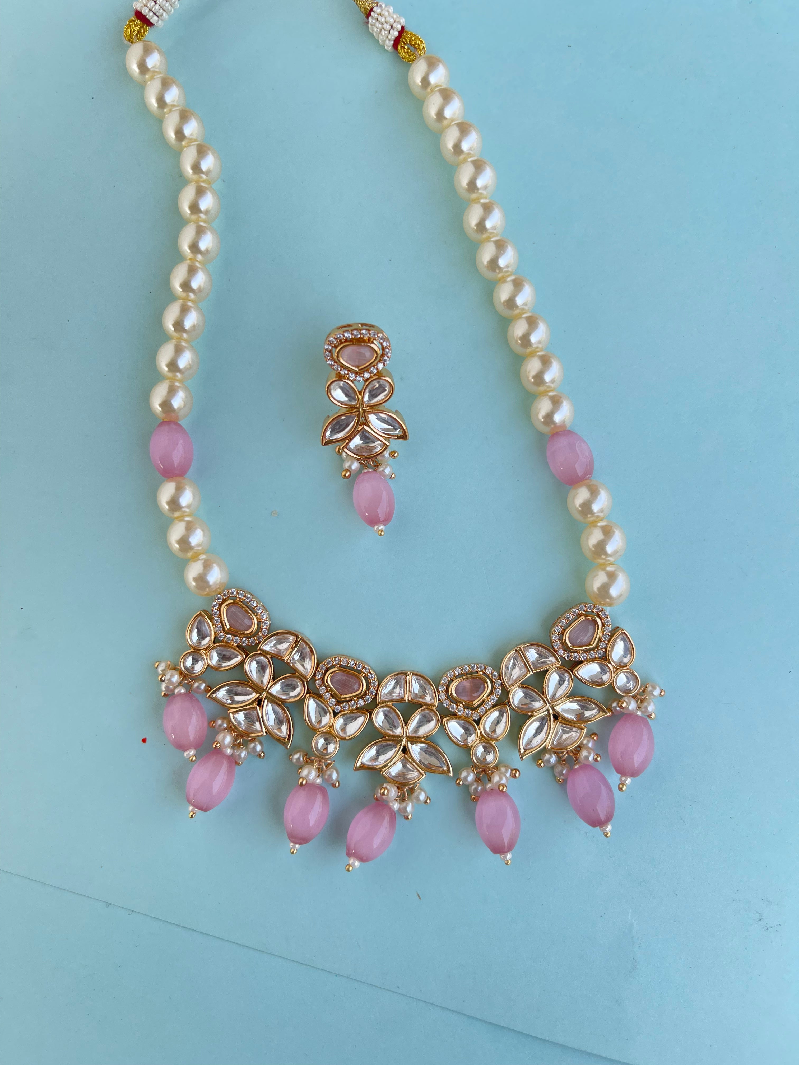 Uncut Kundan single line pearl beads pr004
