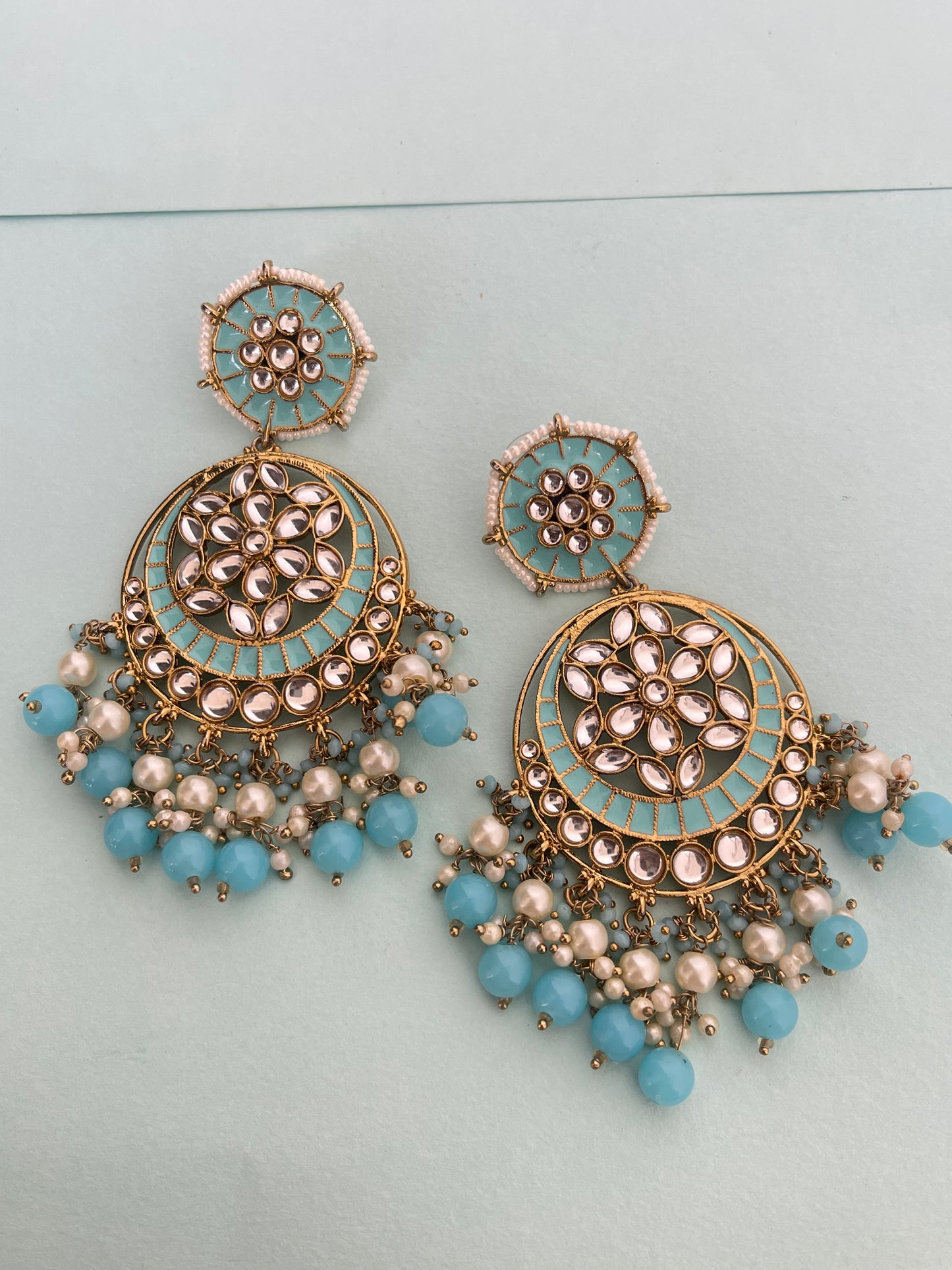 Kundan chandbali big size earrings