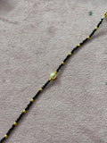 Br006 crystal black bead and gold balls with pearl bracelet 5.5 inches