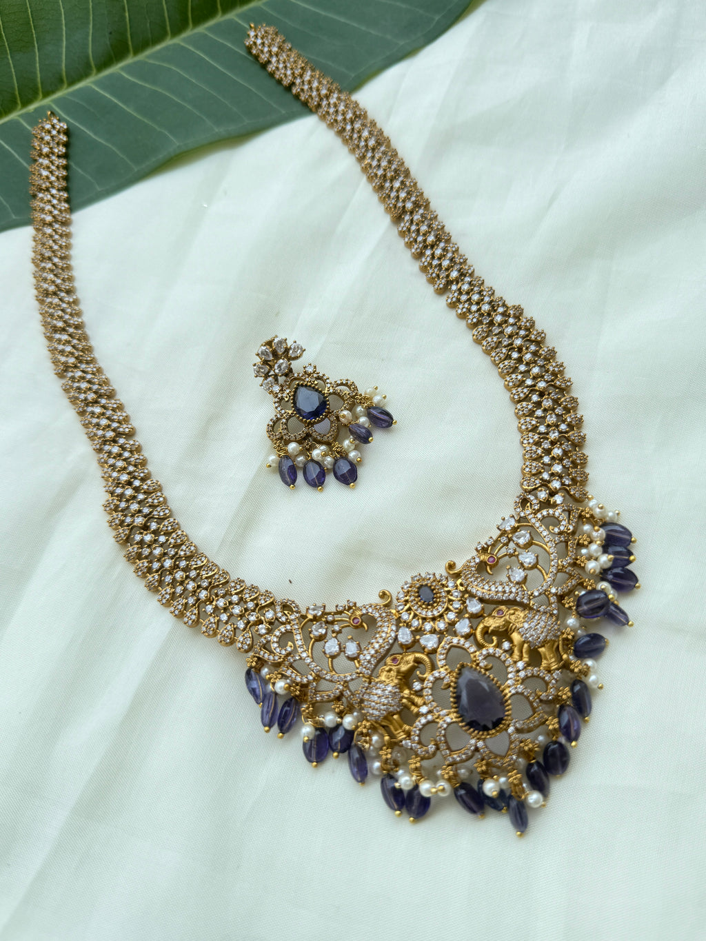 Lh2005 dual elephant purple color beads haram