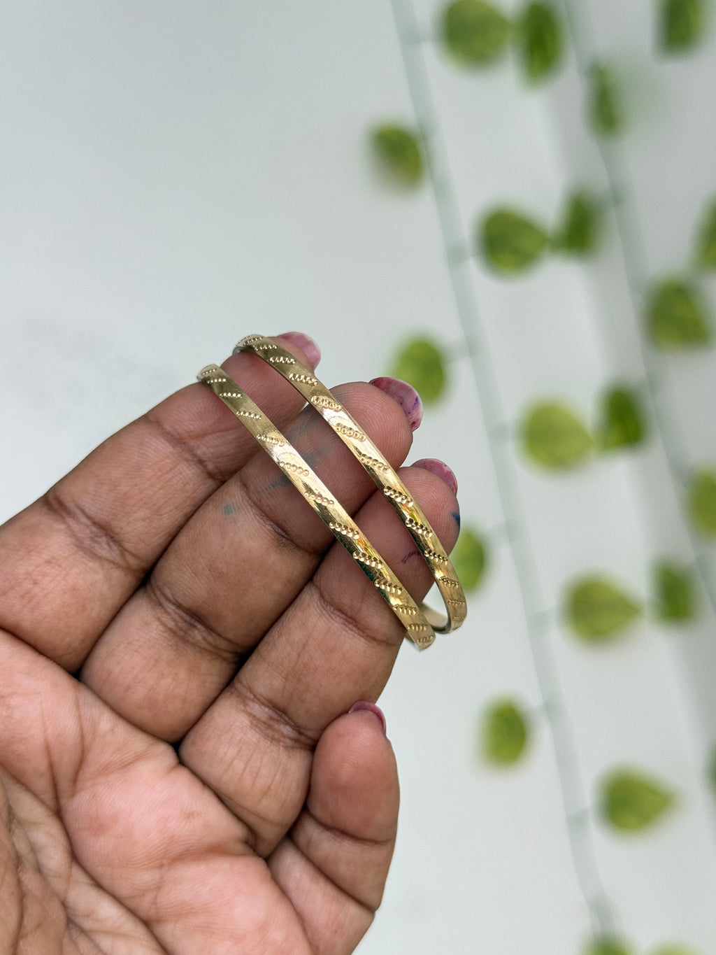 Kd061 Panchaloham Unpolished kids bangles with dotted lines