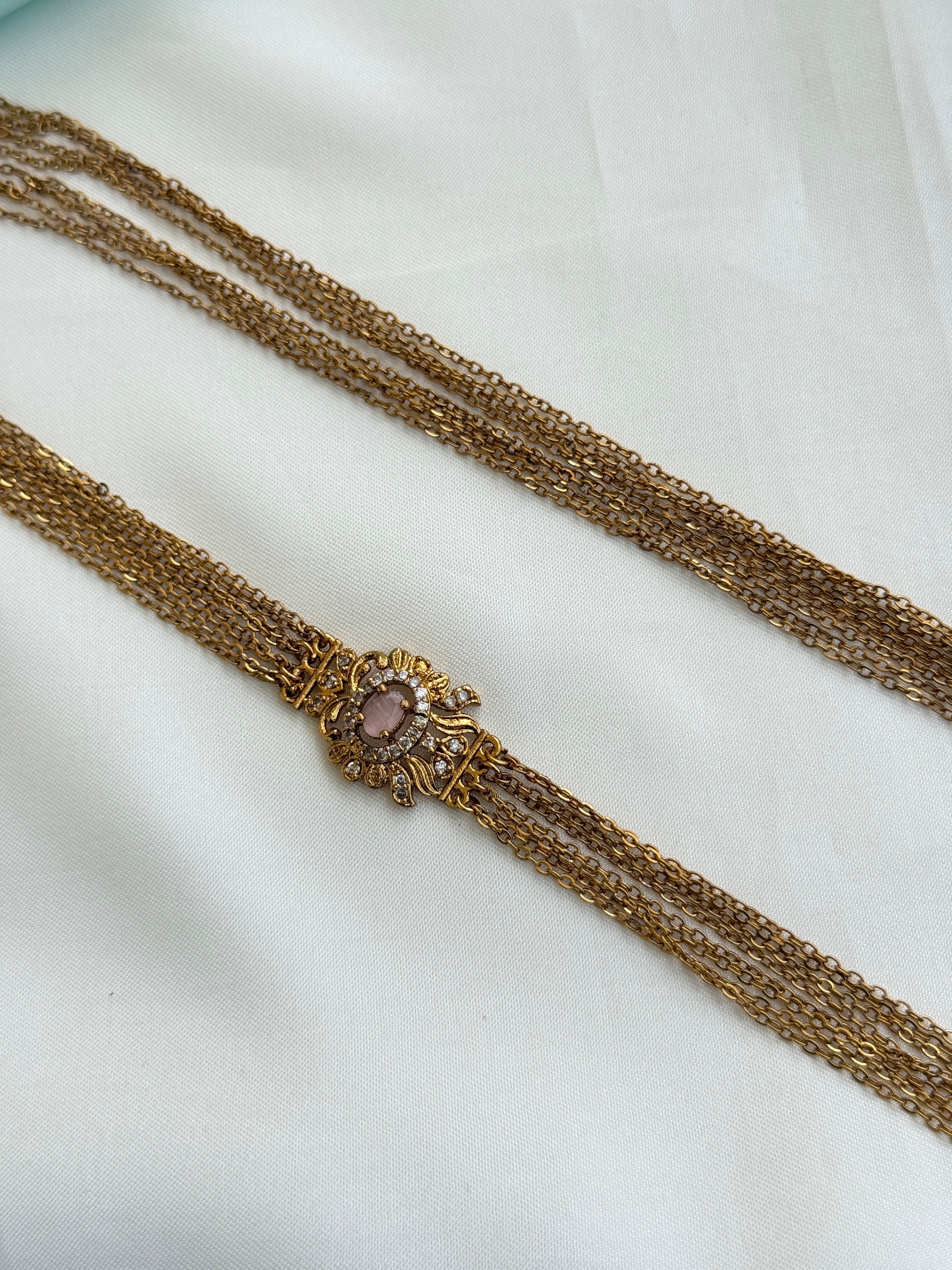 Ch5089 Chandraharam with side pendent 8 layers in 27 inches