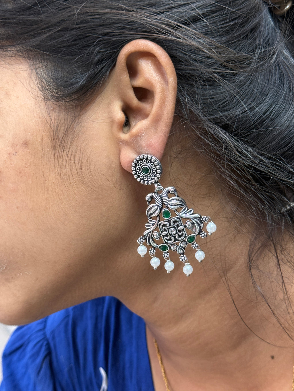 ER6033 oxidised chandbalis earrings