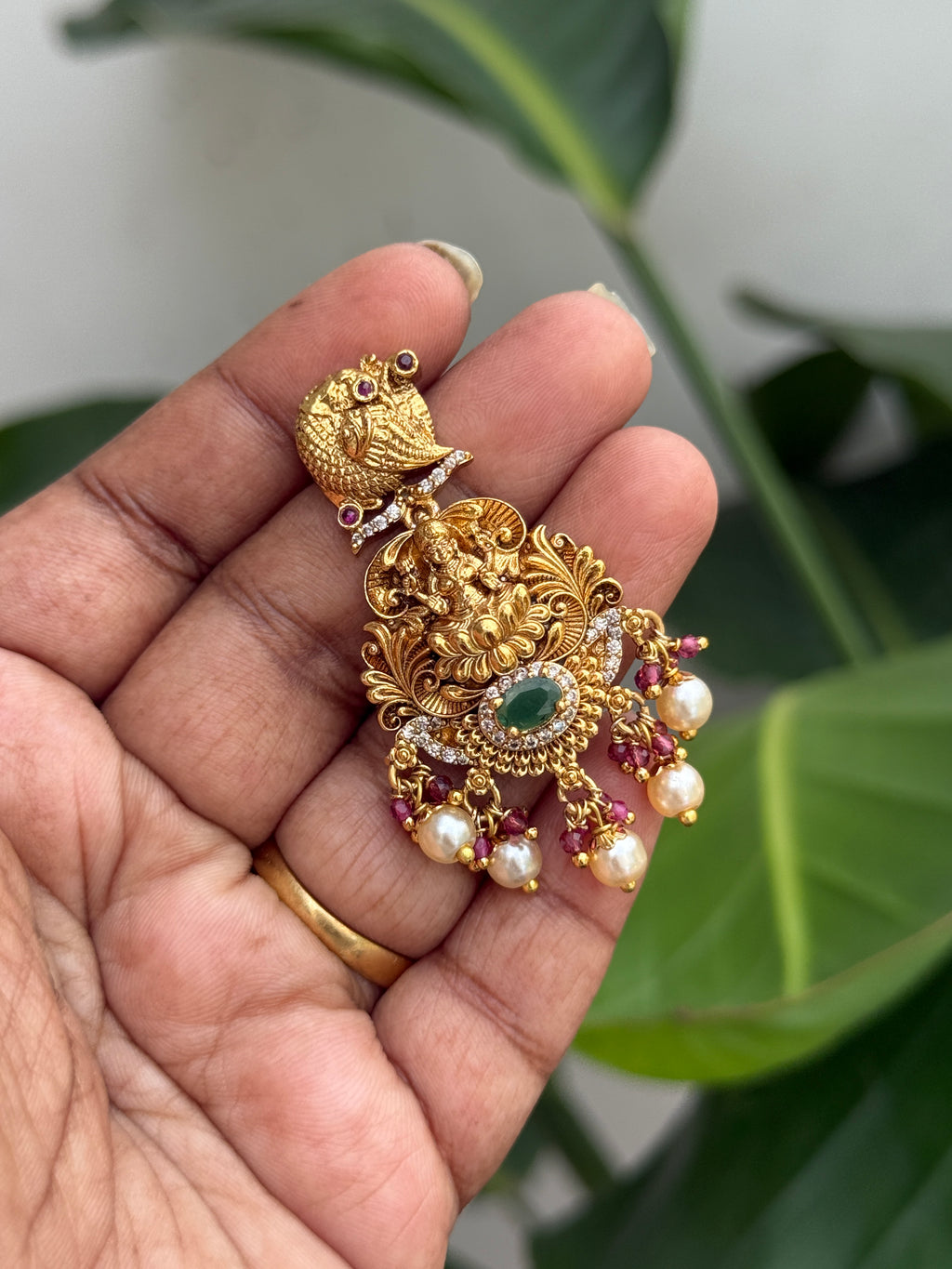 Er81 peacock Lakshmi Devi nakshi earrings