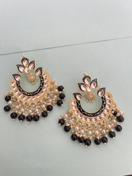 Big chandbali beads earrings