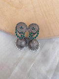 OX211 Circle green 6 lightweight oxidised earrings
