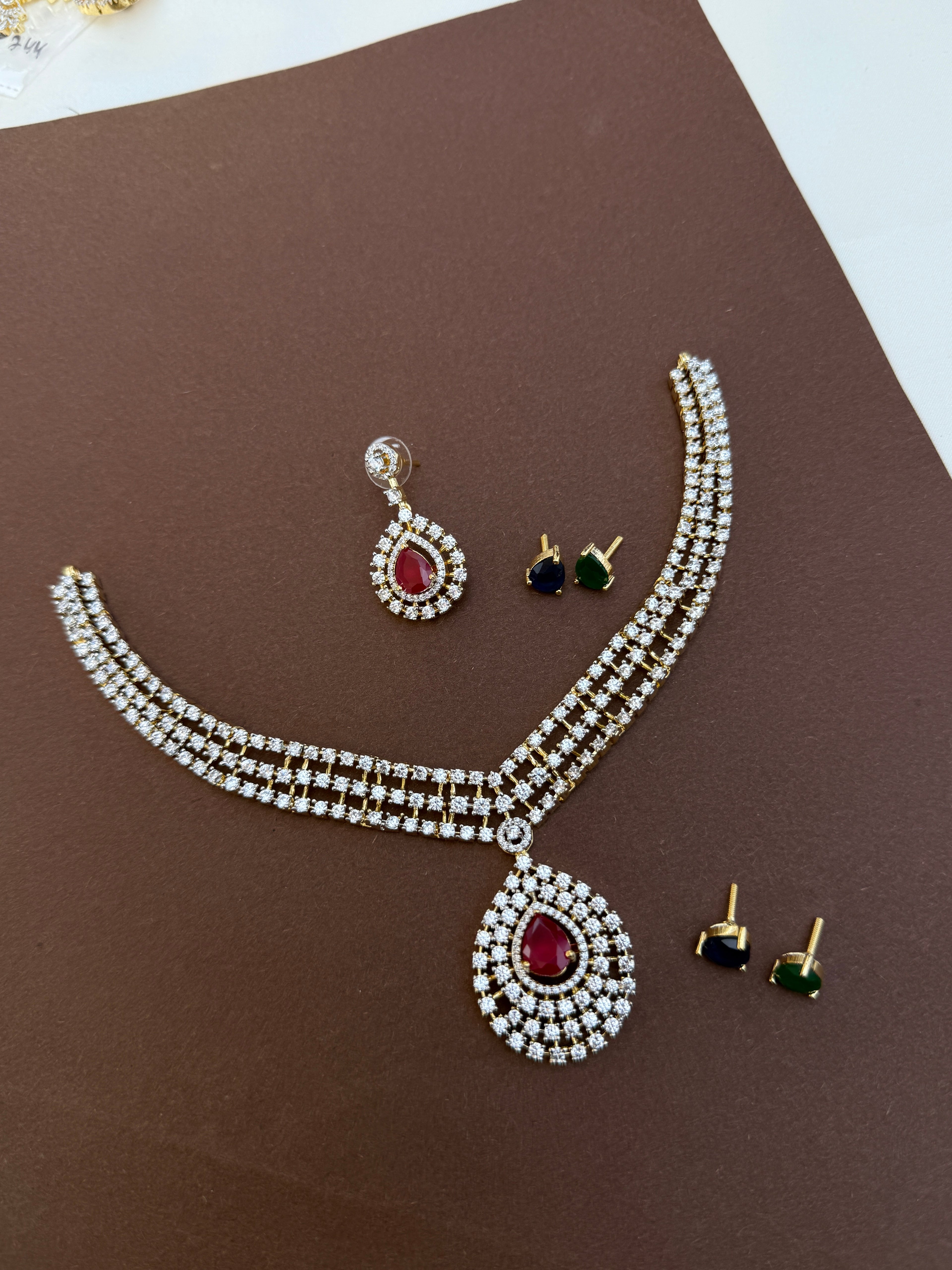 Ns746 diamond finish changeable neckset  3 colours