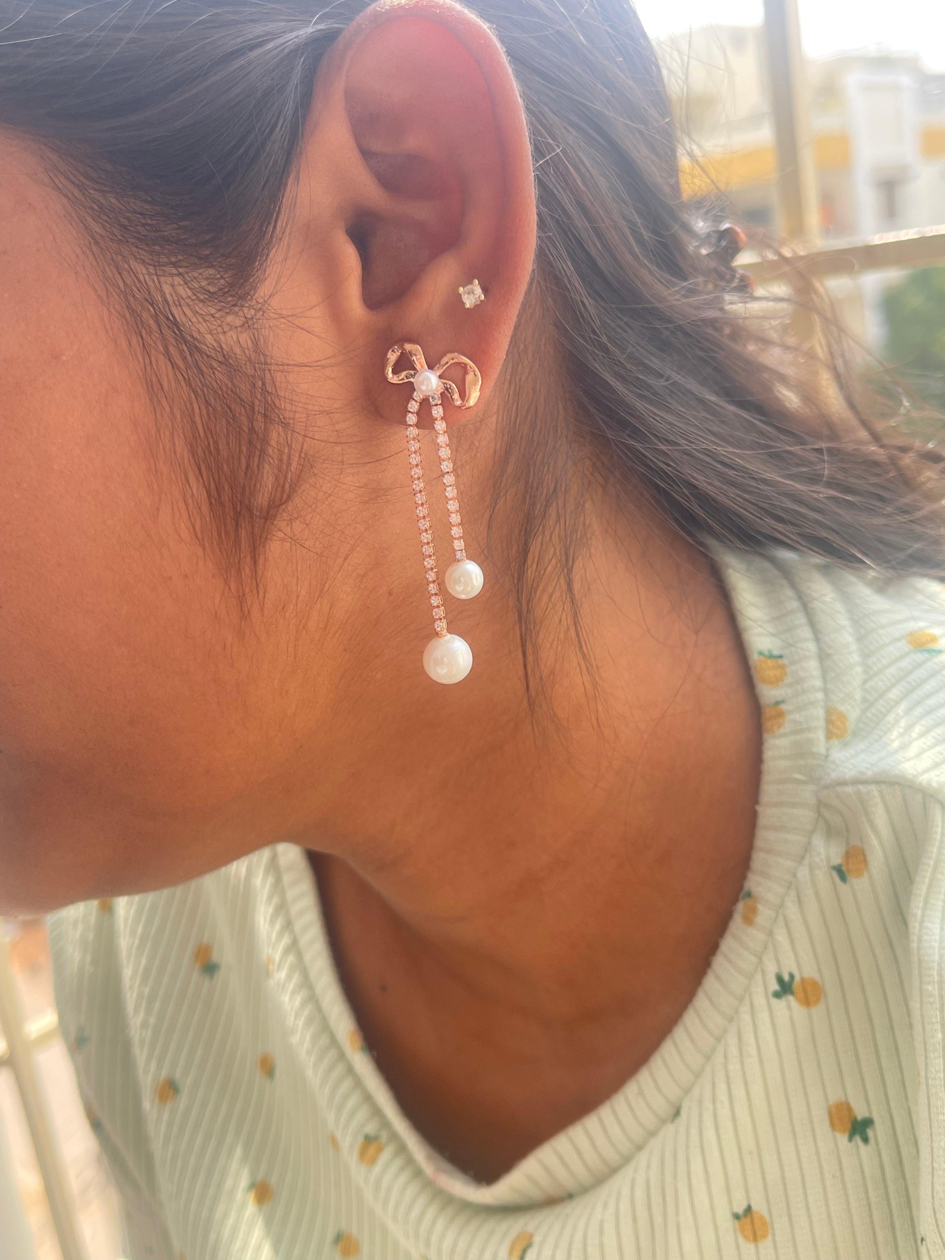 Bow pearl hanging tassel