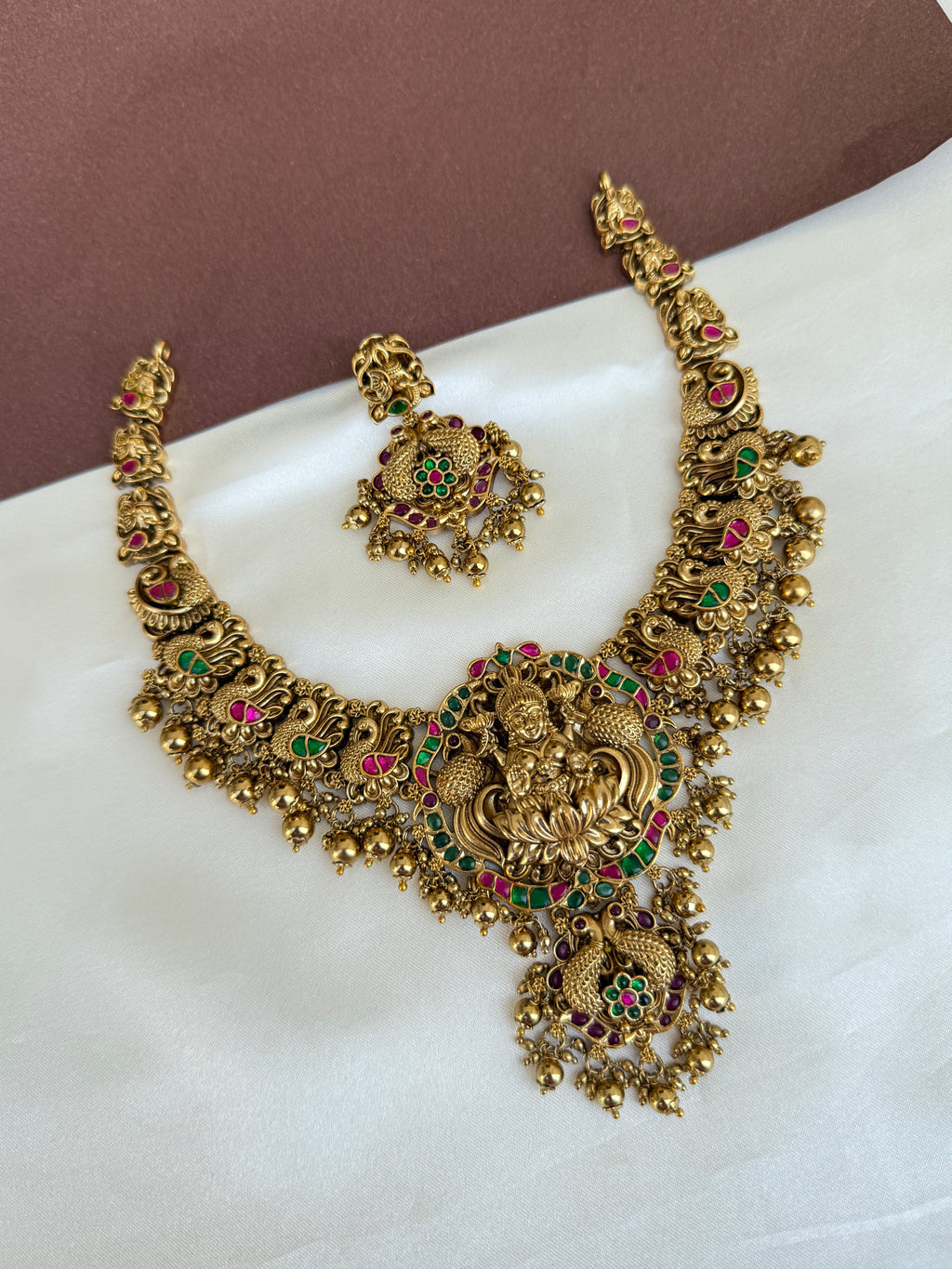 Ns583 lakshmi Devi nakshi jadau Kundan neckset