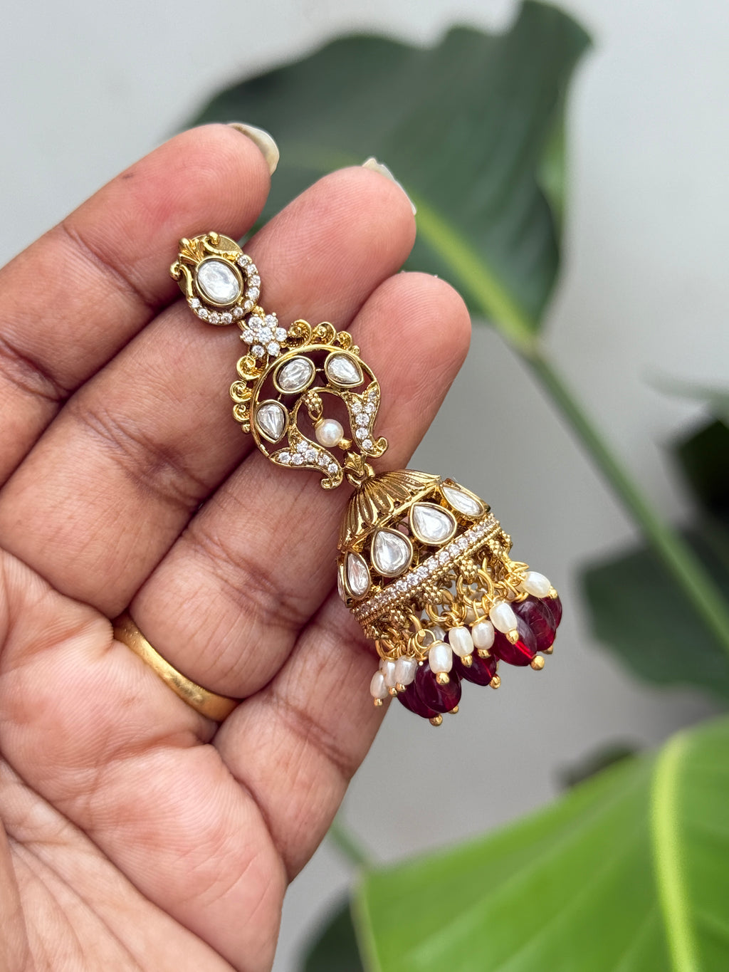 Er94 Victorian moissanite Mehandhi butta Earrings