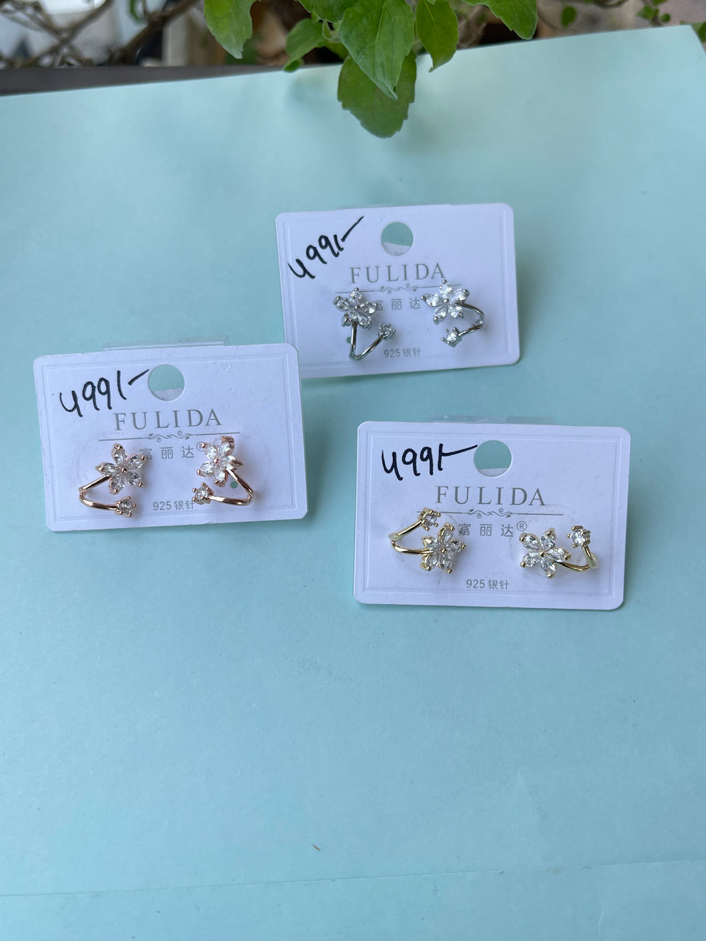 Flower earcuff studs in 3 colors