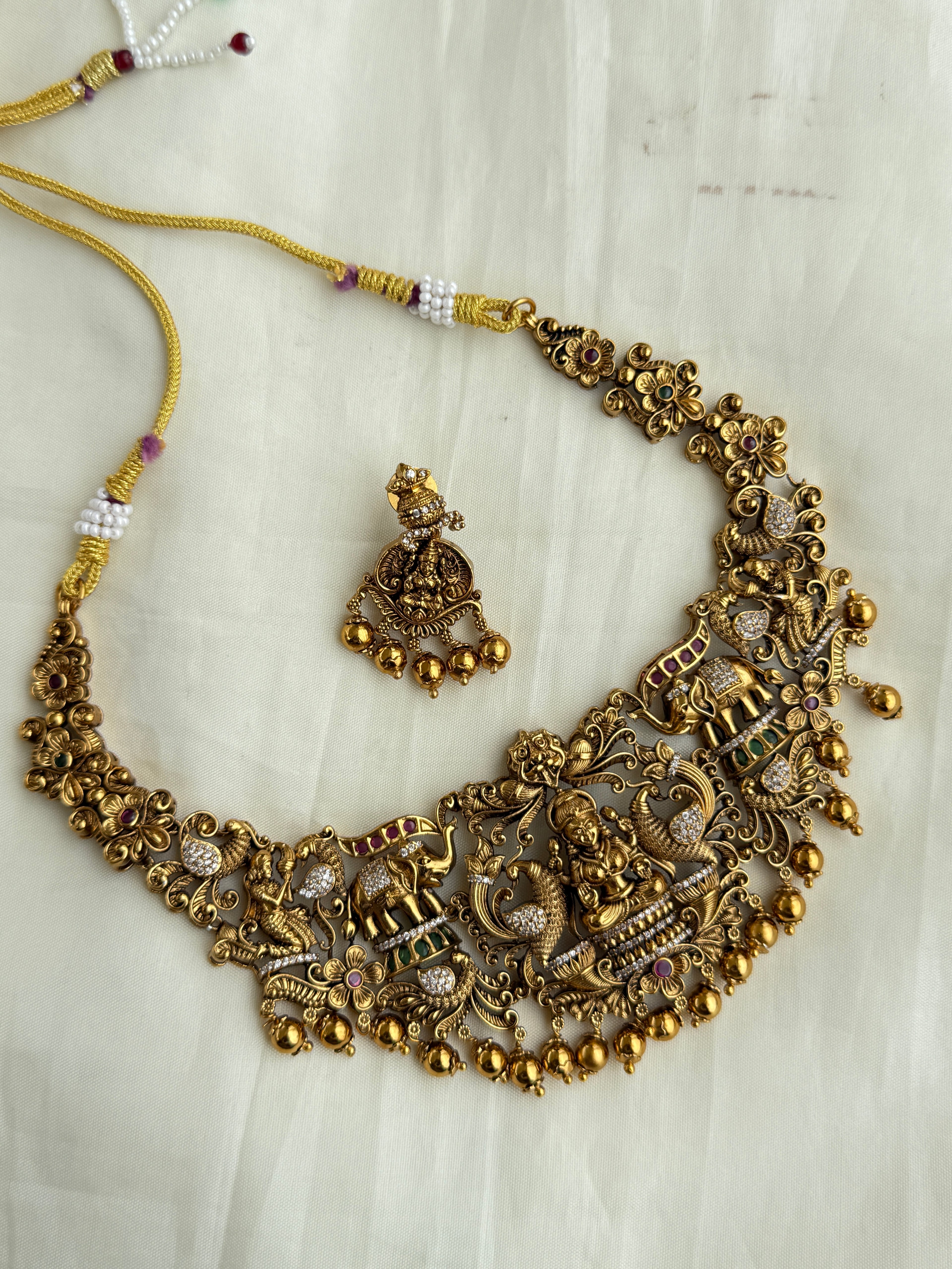 Ns310 Lakshmi devi elepant nakshi neckset