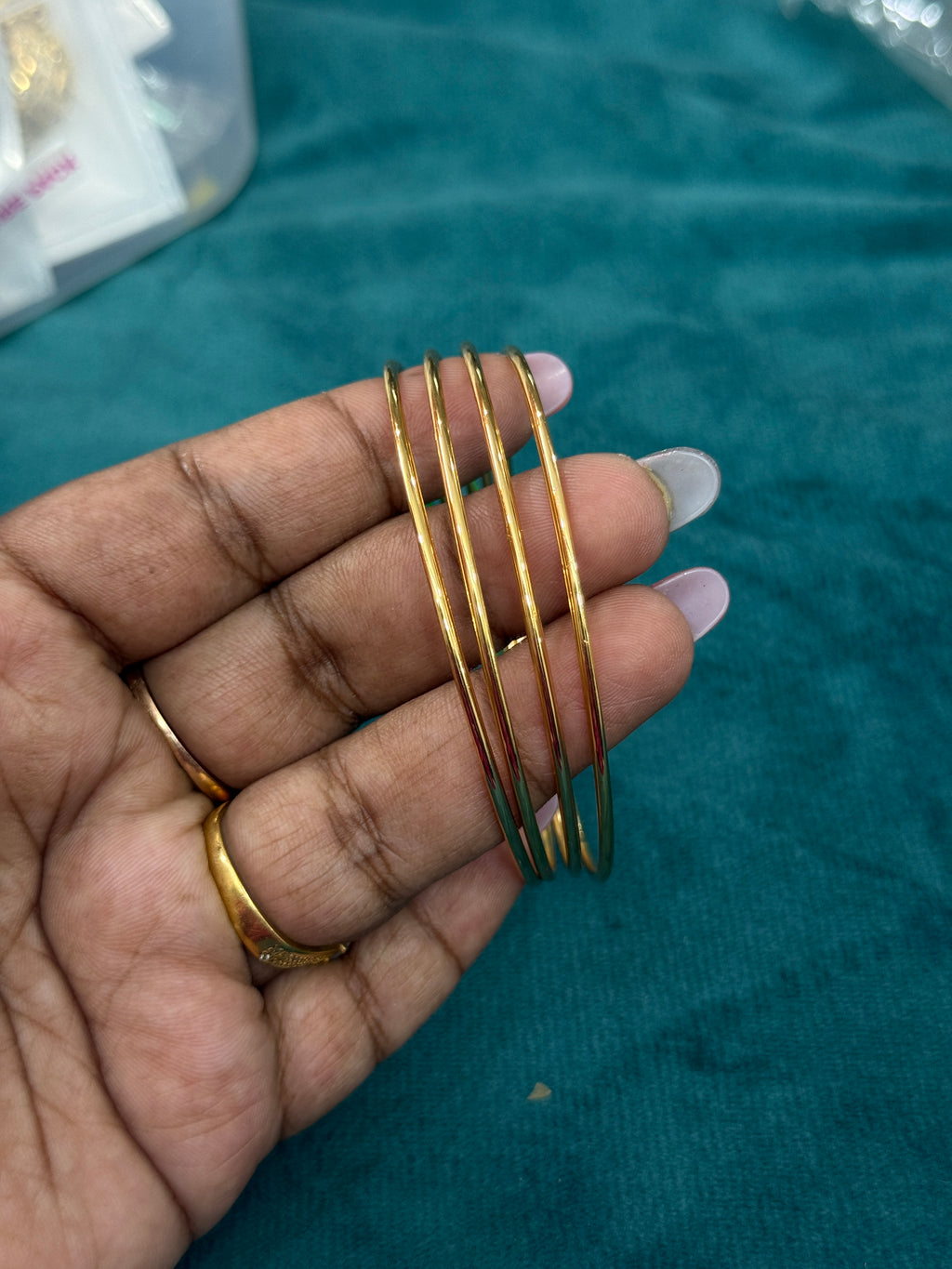 Sb610 micro gold polish set of 4  plain bangles