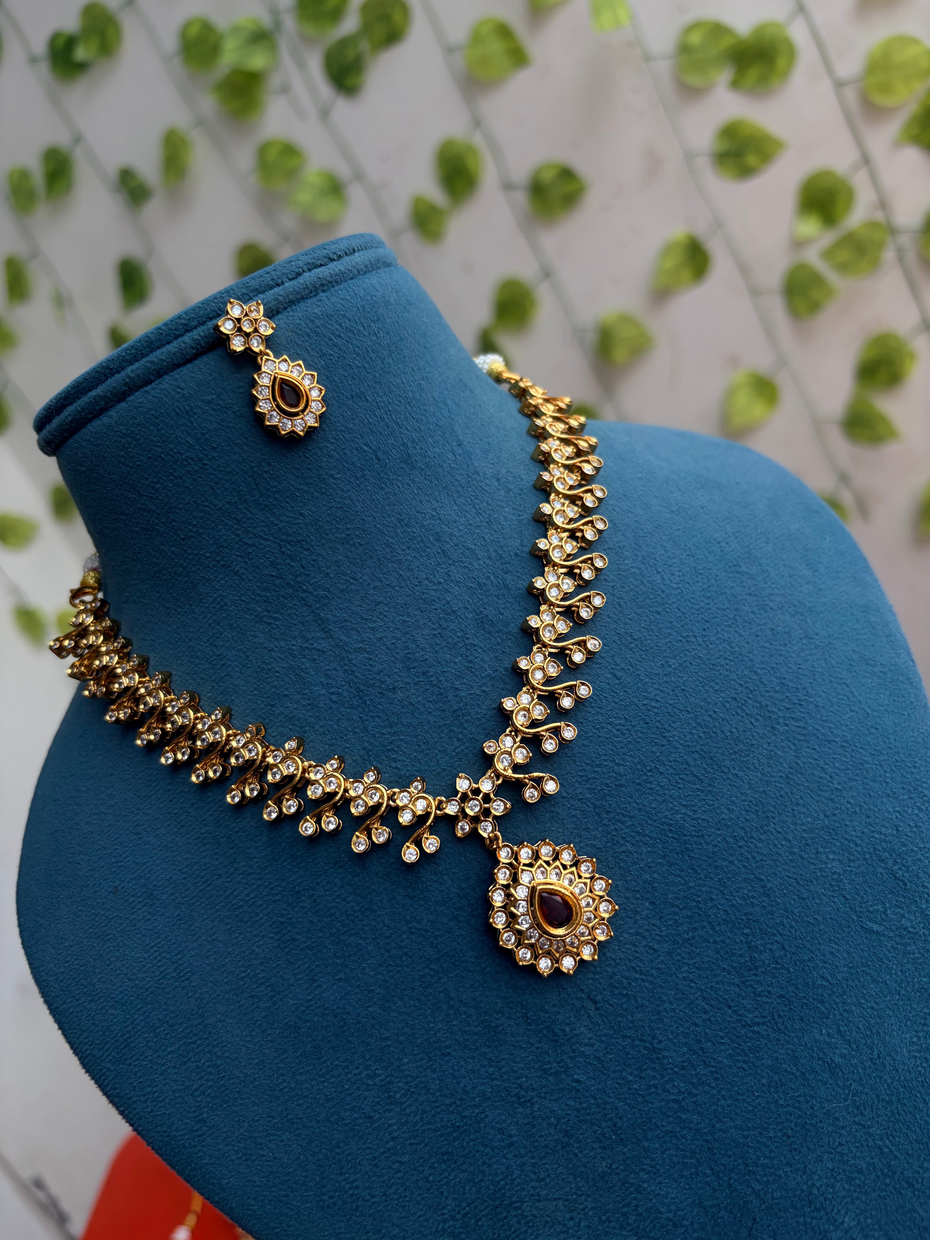 Ns873 pink pendant stones short Neckset with earrings