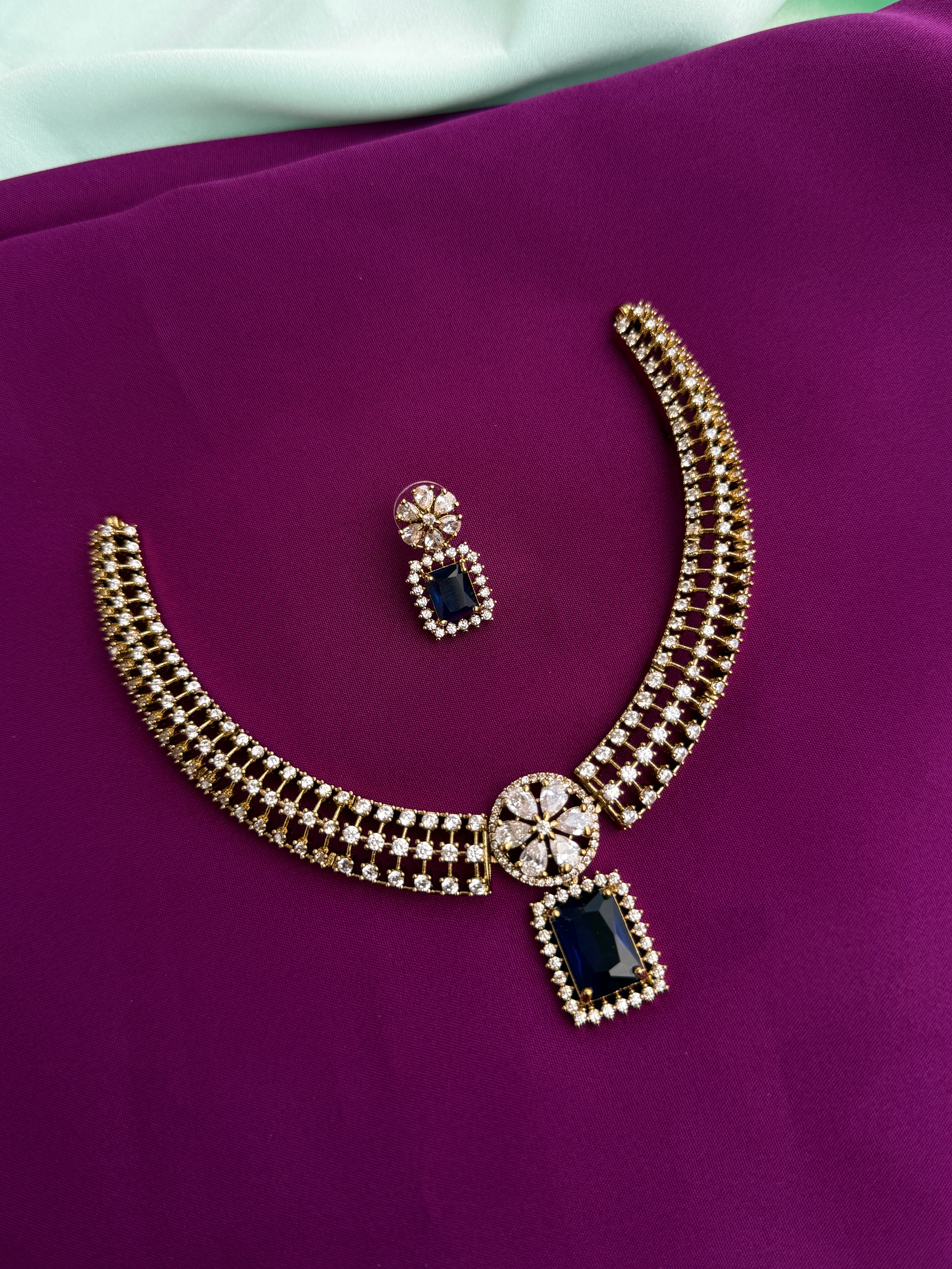 Kante diamond finish neckset with earrings ns912