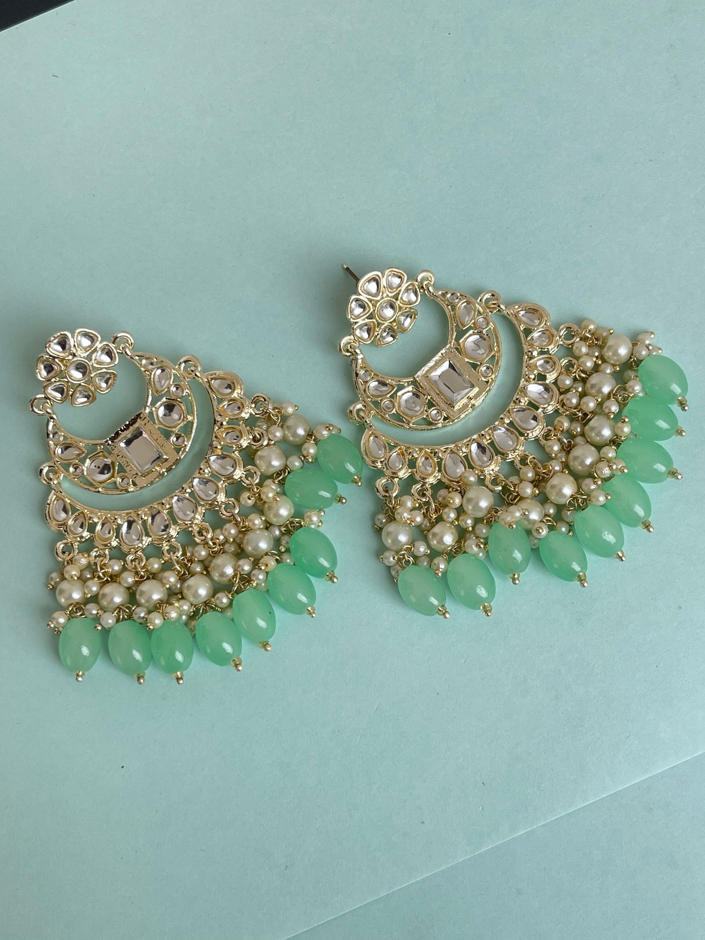 2 layers Kundan chandbali earrings