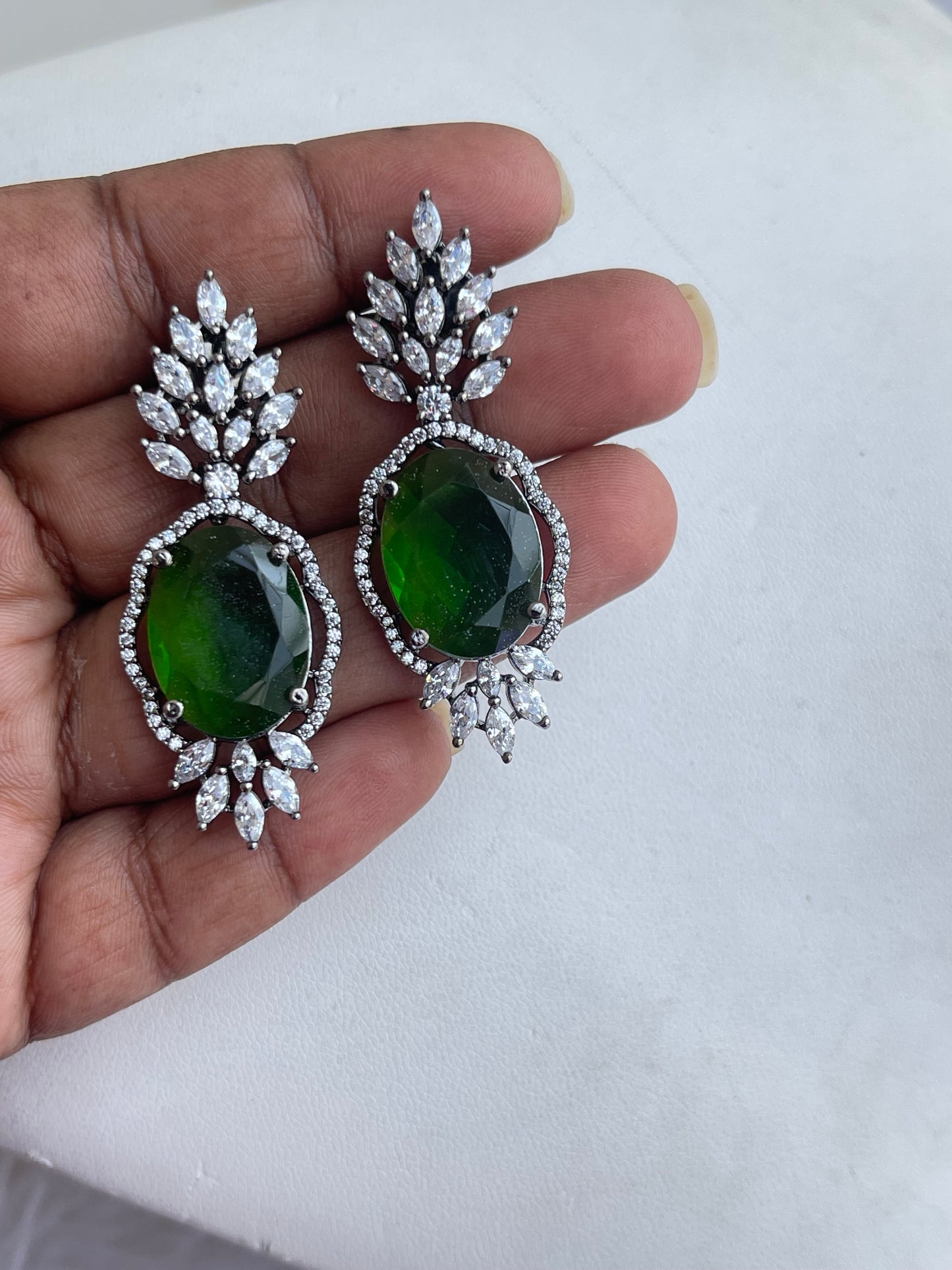 Western earrings in green color