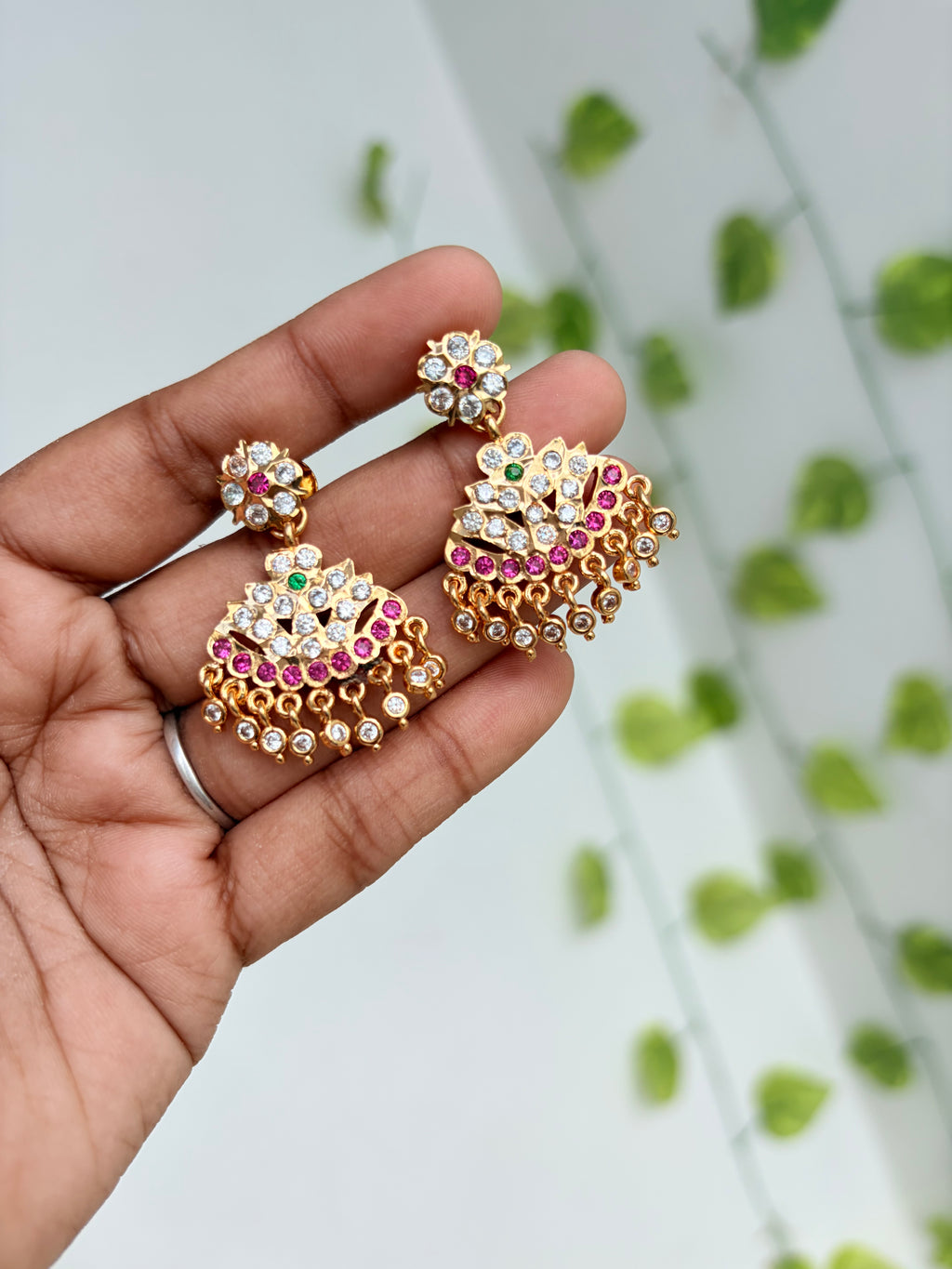 Ph641 Panchaloham Multi Chandbali back crew earrings ph641