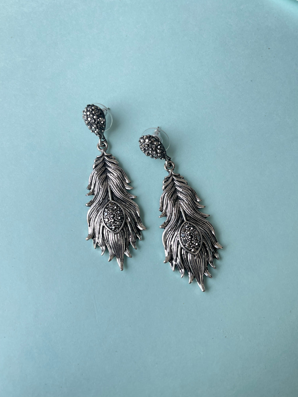 Big leafs Oxidised earrings