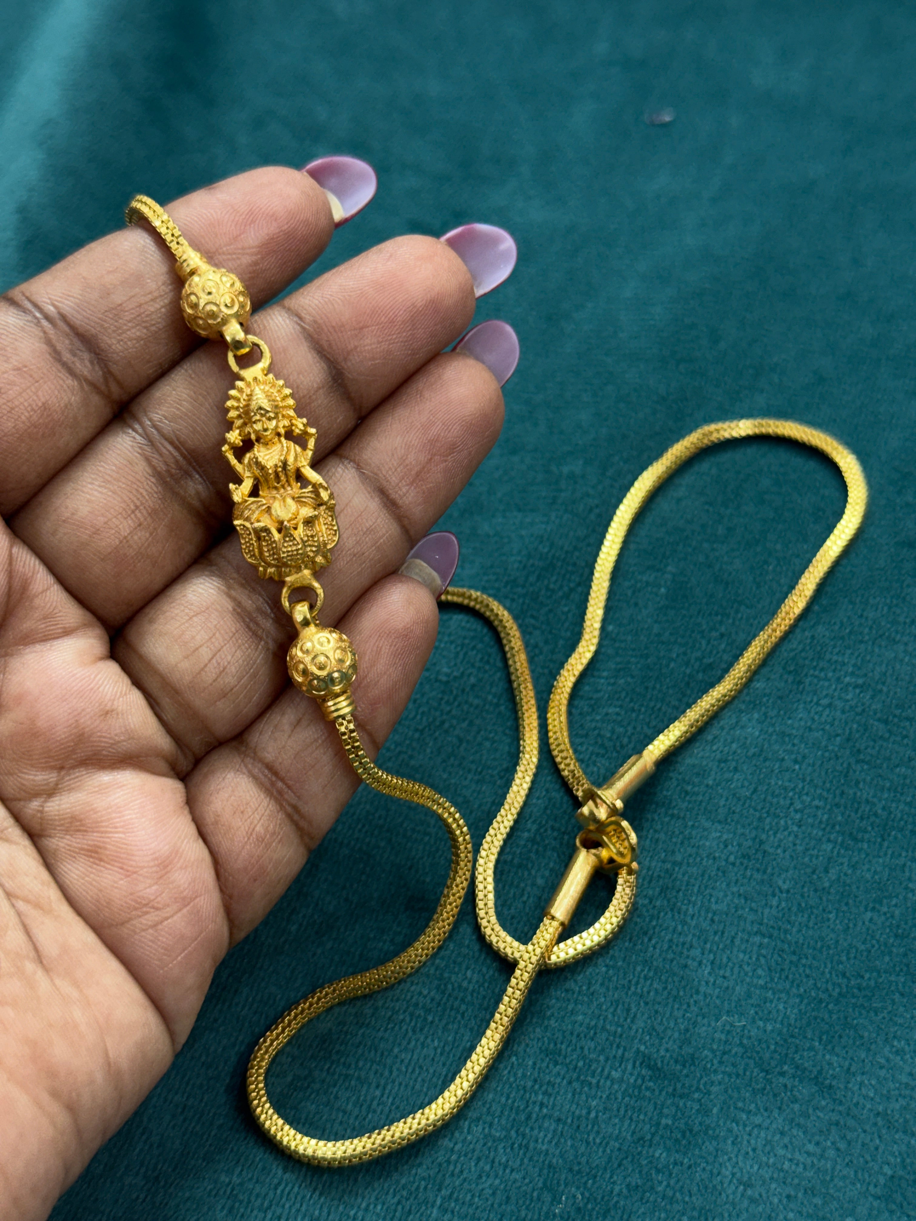 Tc040 panchaloham unpolished lakshmidevi gold ball thali chain