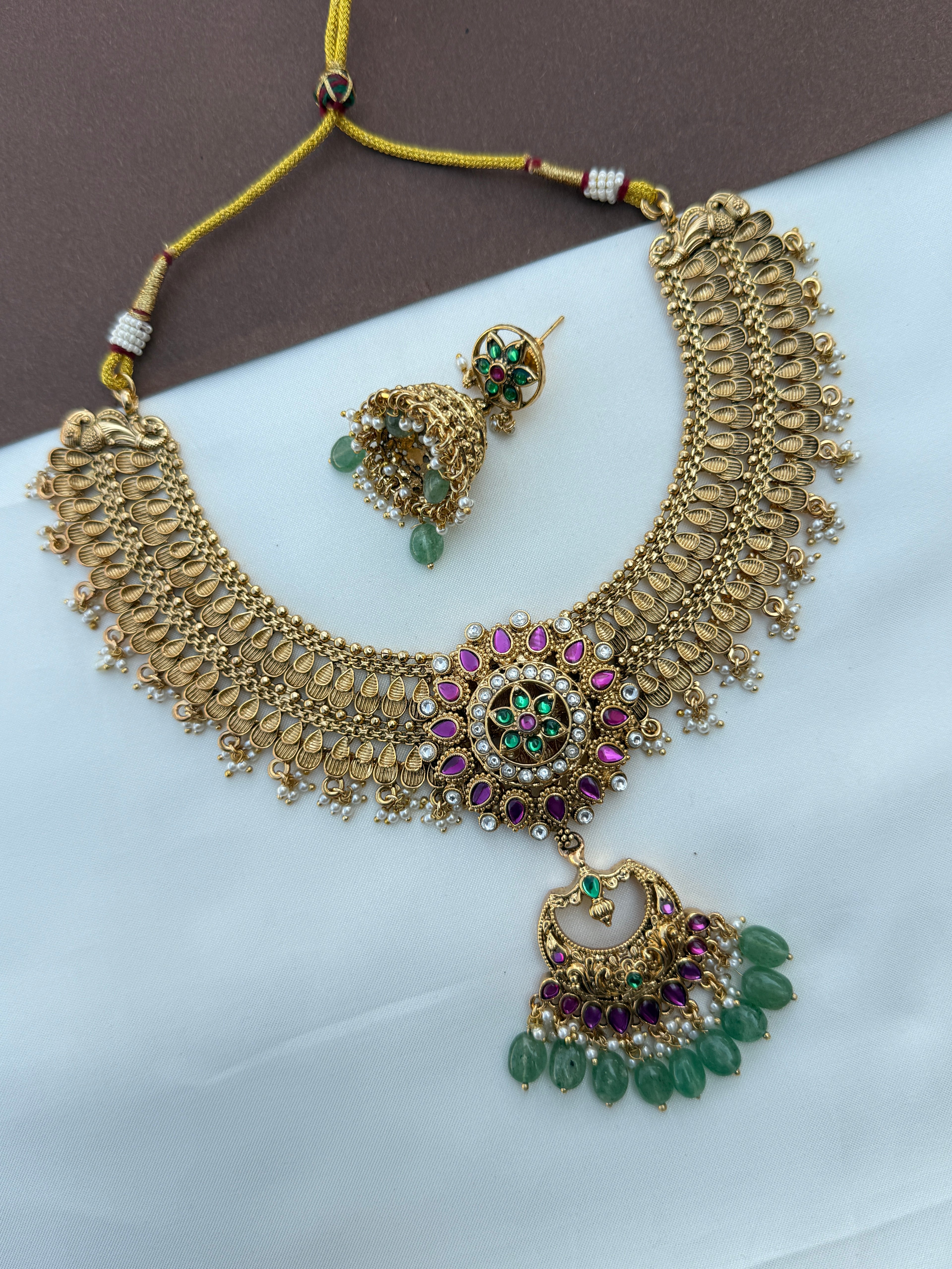 Ns647 nakshi jadau kundan  neckset without idol