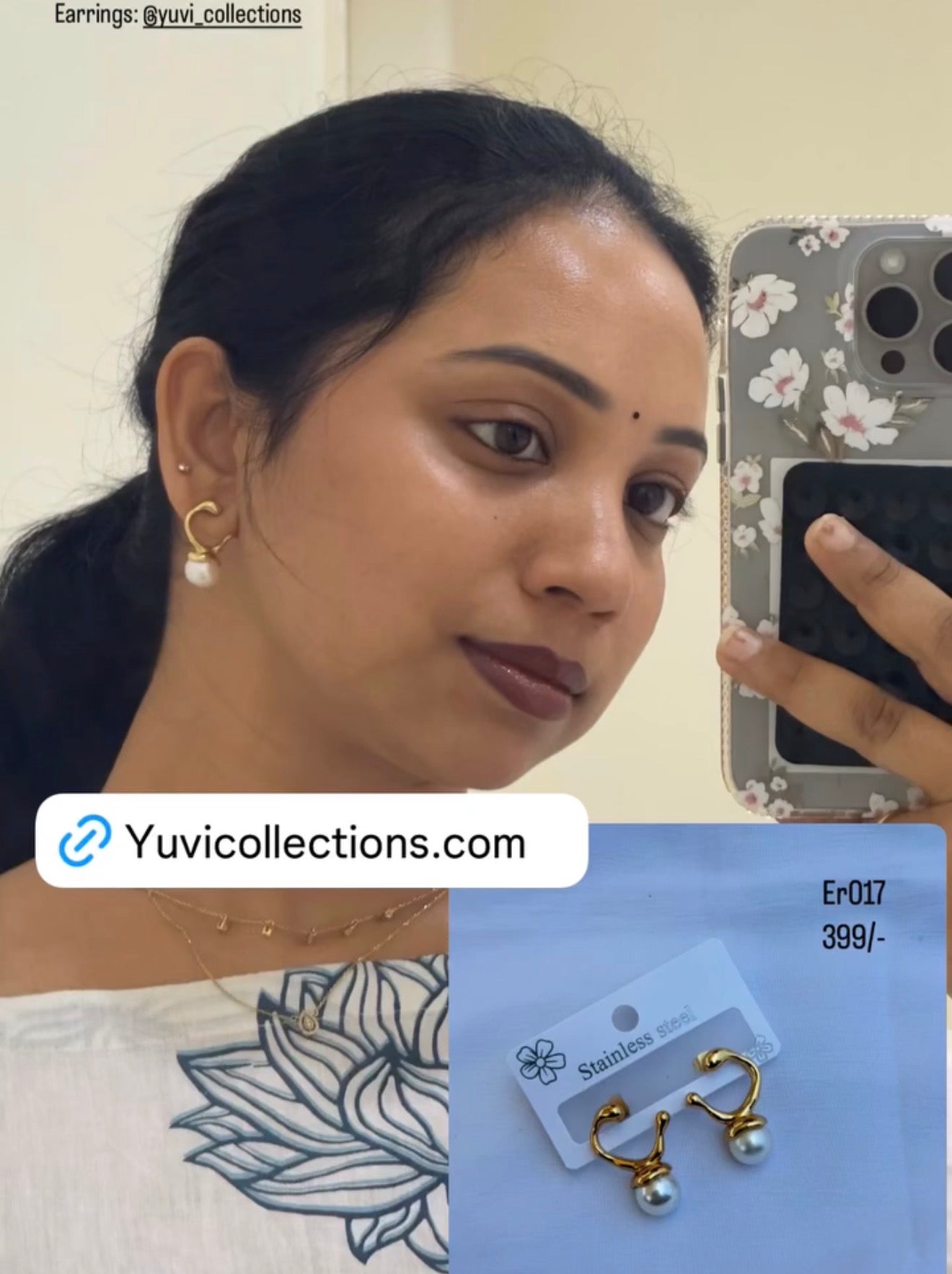 Er017 anti tarnish pearl drop western earrings