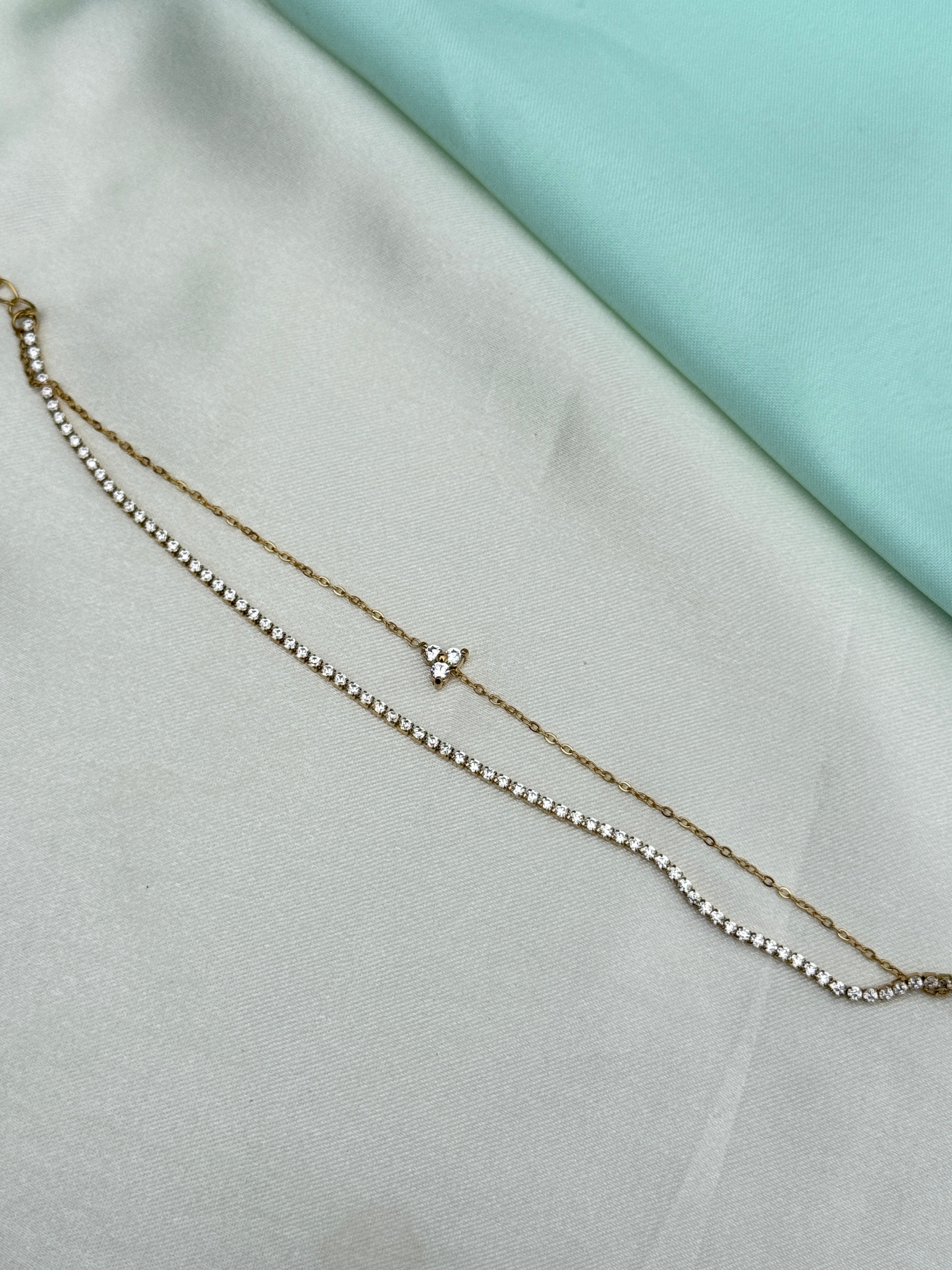 Ab600 anti tarnish 2 layers single flower 8 inches 2.6 to 2.8 size adjustable chain bracelet