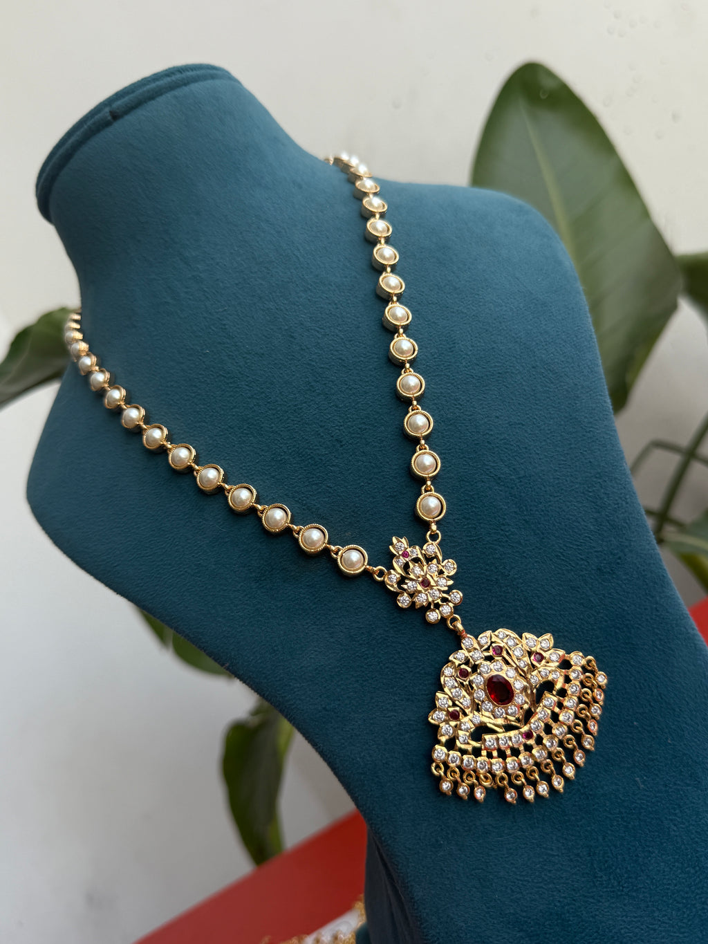 Ph128 panchaloham pearl long chain with pendant