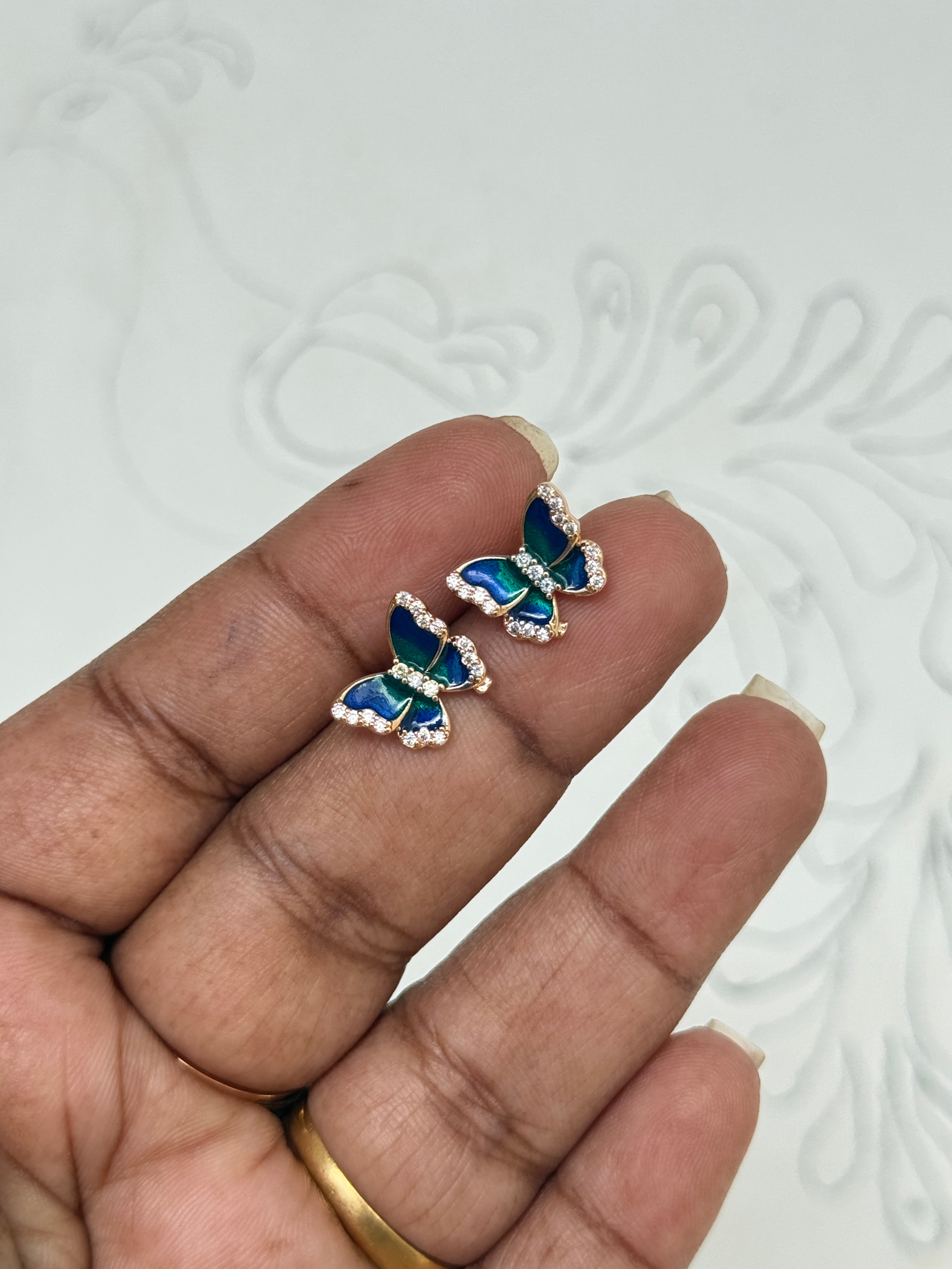 St101 Anti tarnish butterfly rose gold back push studs