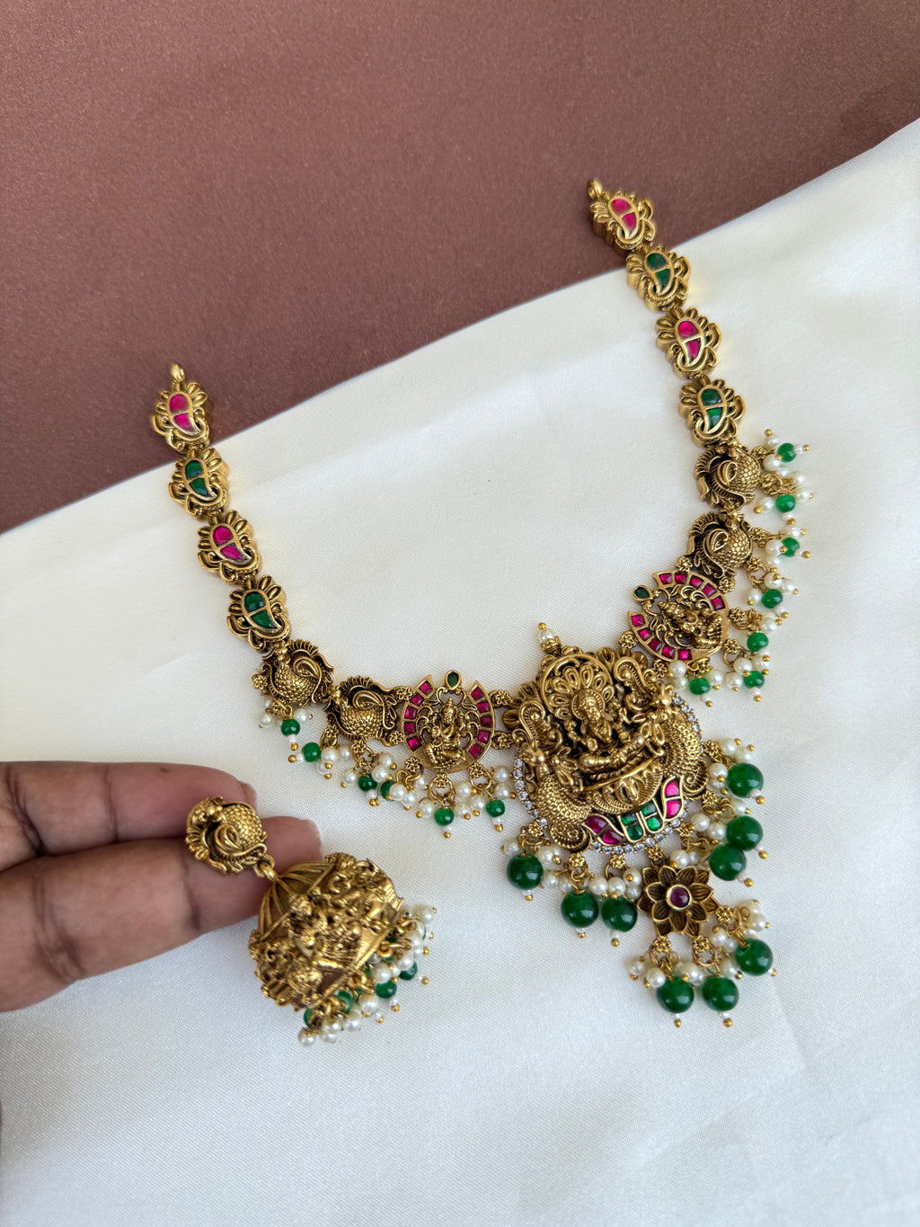 Ns584 nakshi Lakshmi Devi jadau Kundan neckset