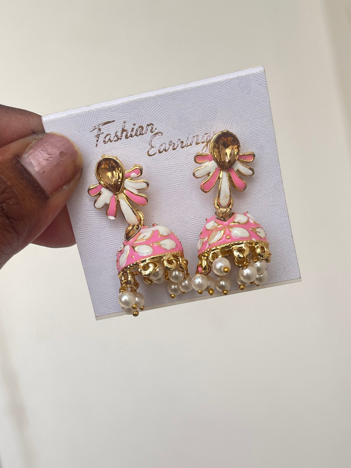 Light pink small Meenakari earrings