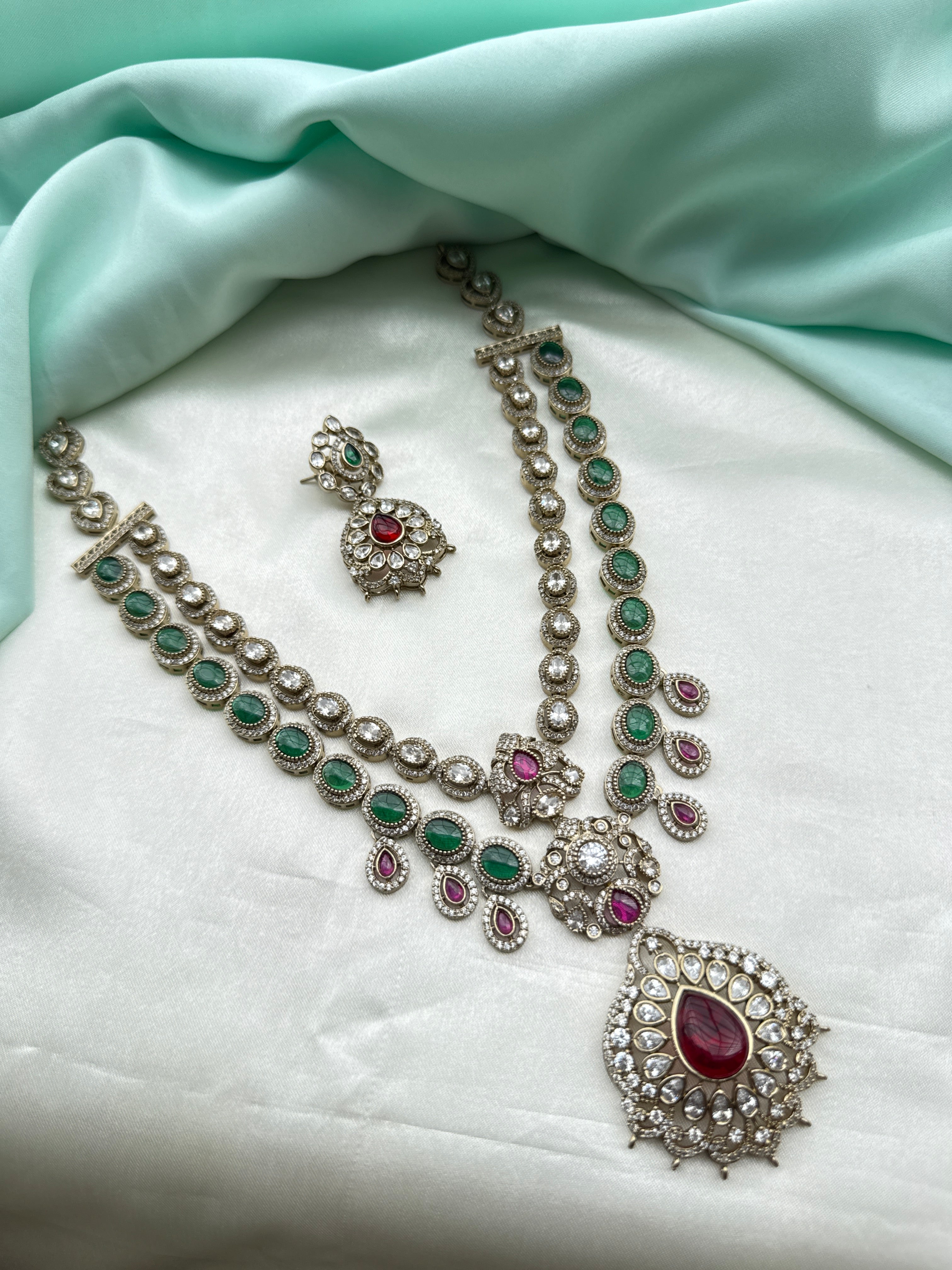 Ns964 multi 2 layers neckset with earrings