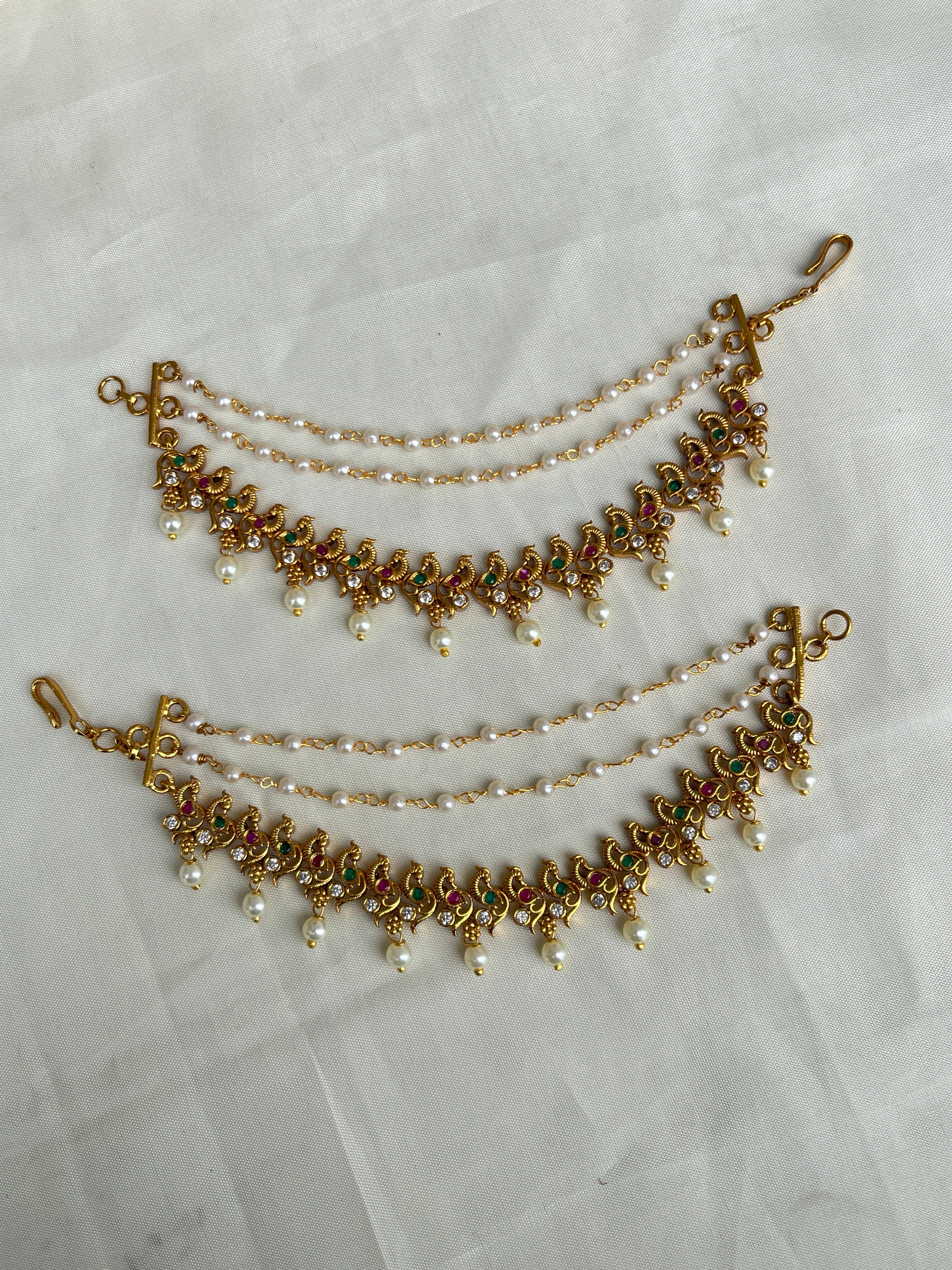 Peacock earchains chempaswaralu