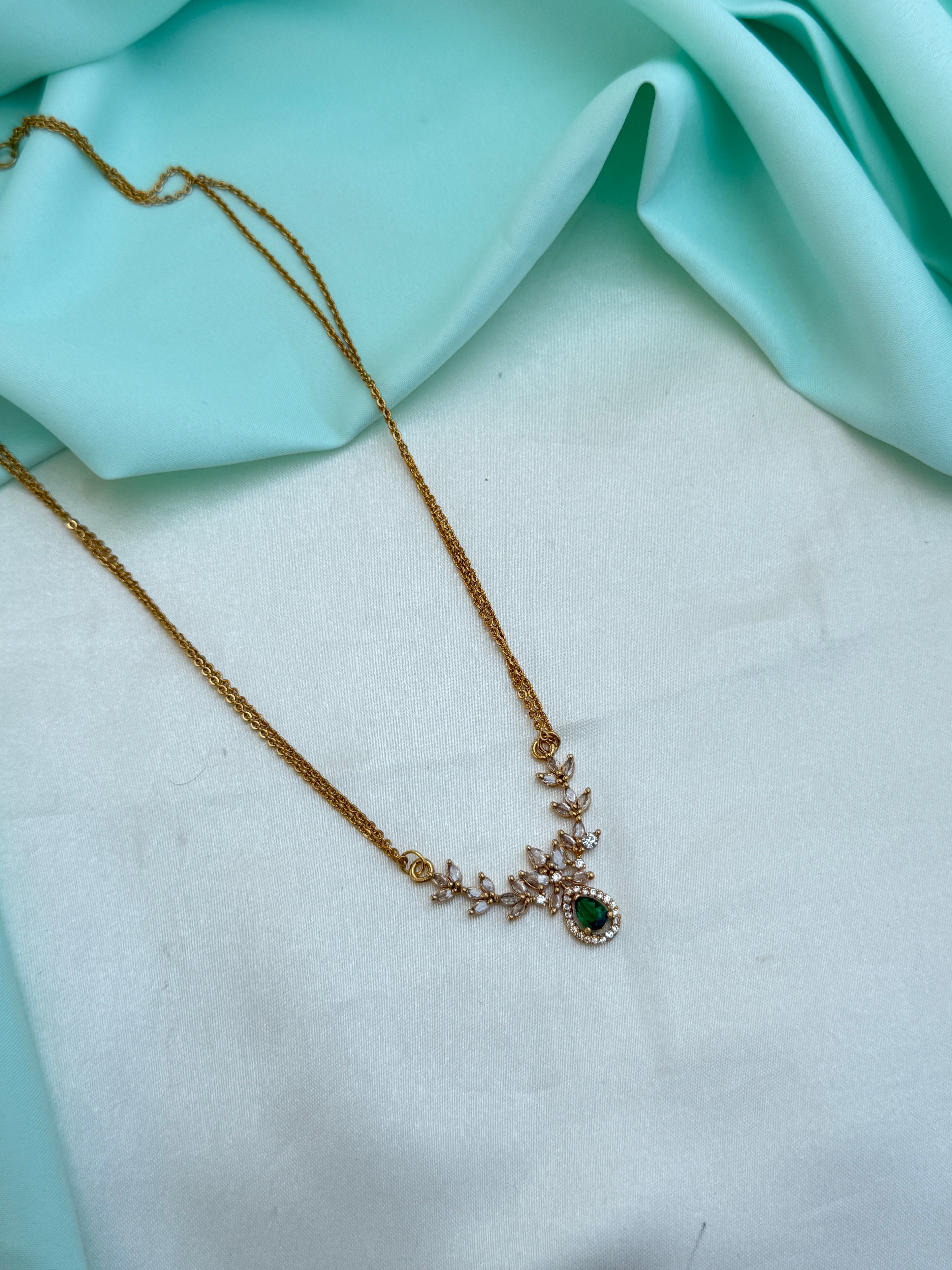 Ns772 2 lines flower drop simple neckset