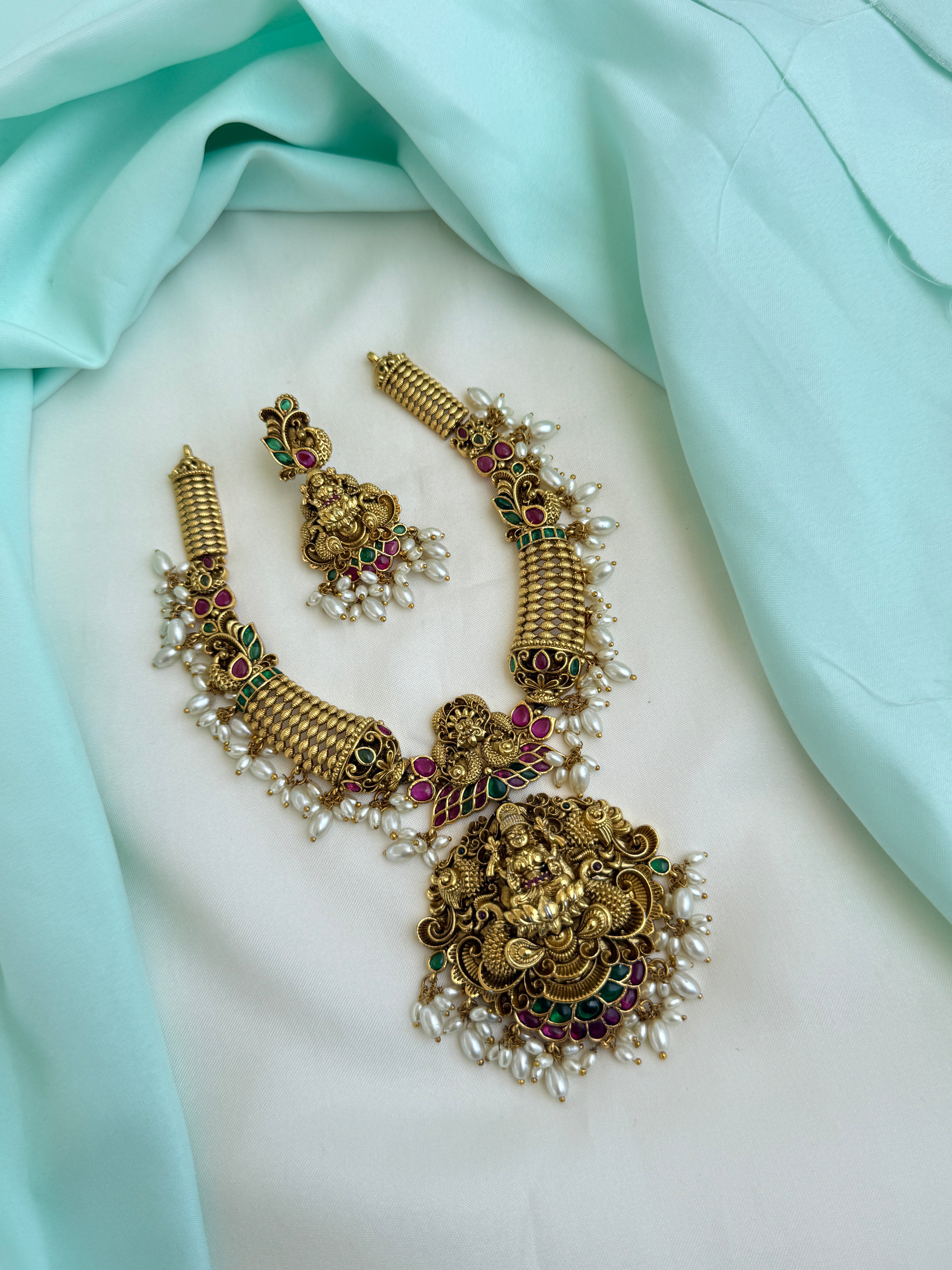 Ns0051 rice pearl nakshi Lakshmi Devi Neckset