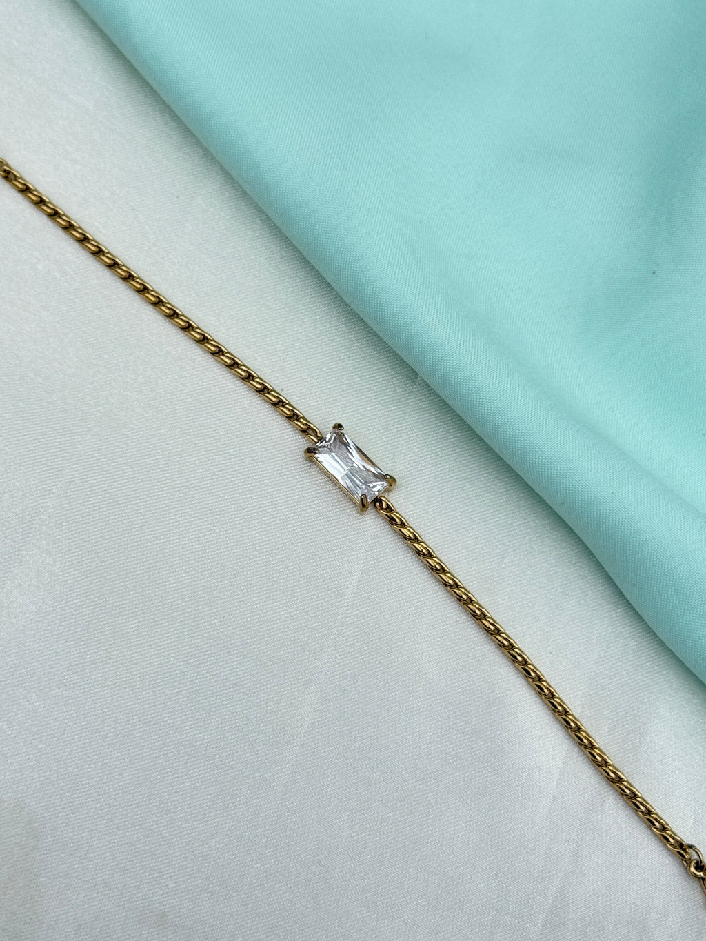 Ab630 anti tarnish single stone 7.5 inches 2.4 to 2.6 size adjustable chain bracelet