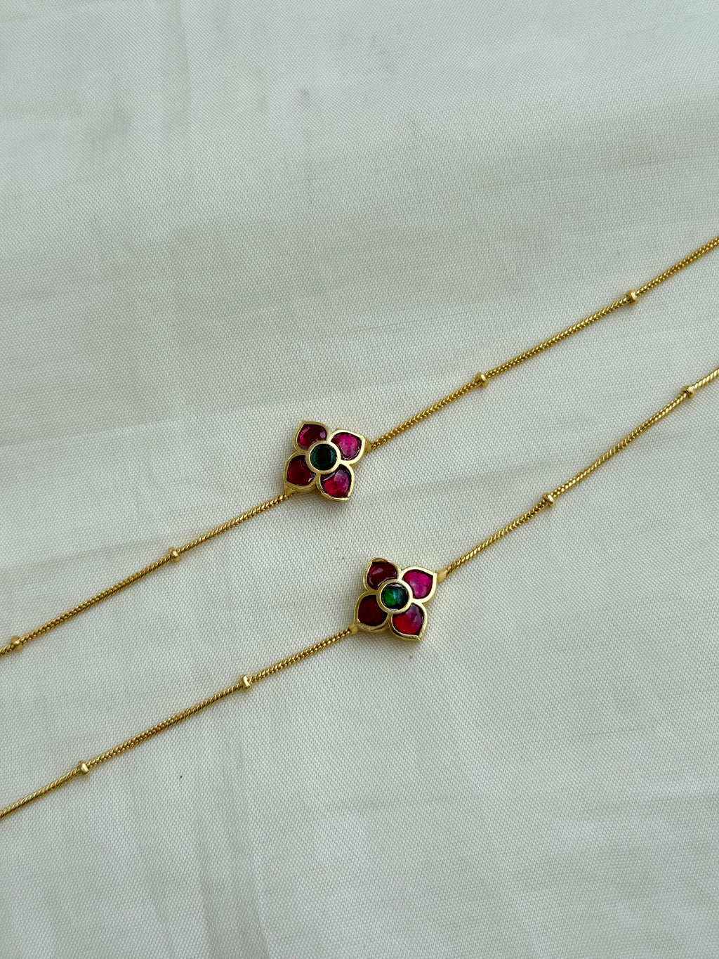Ak100 jadau Kundan flower anklets