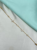 Ab634 anti tarnish flowers stones 8 inches 2.6 to 2.8 size adjustable chain bracelet