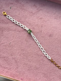 Br0010 sugar pearls with green coral bracelet 5.5inches